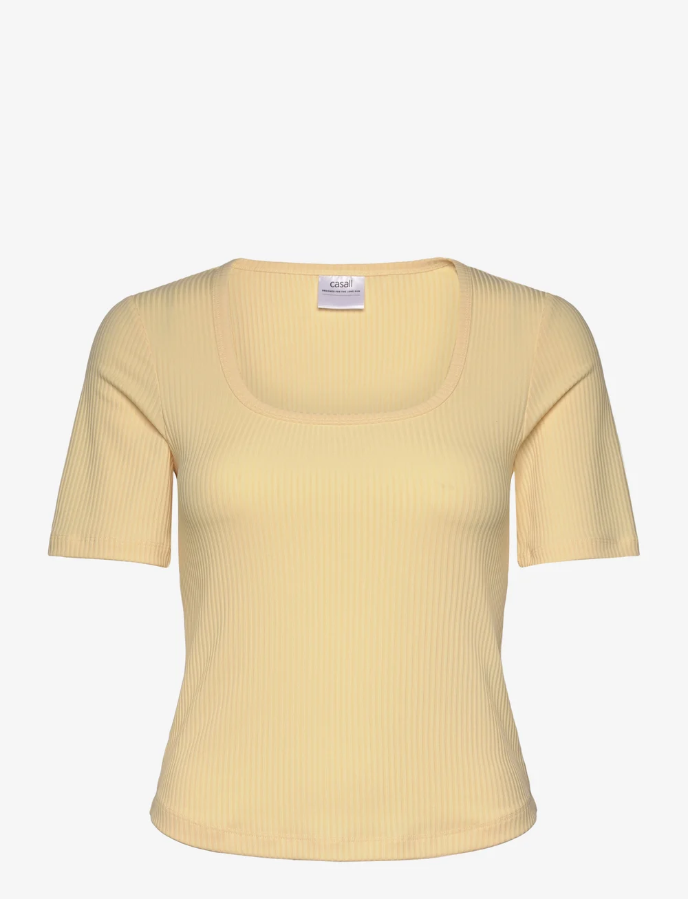 Casall - Scoop Rib Tee - t-shirts - yellow steam - 1