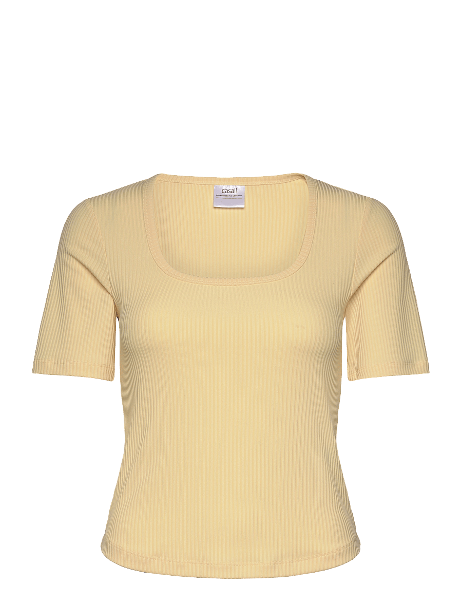 Casall - Scoop Rib Tee - t-shirts - yellow steam - 1
