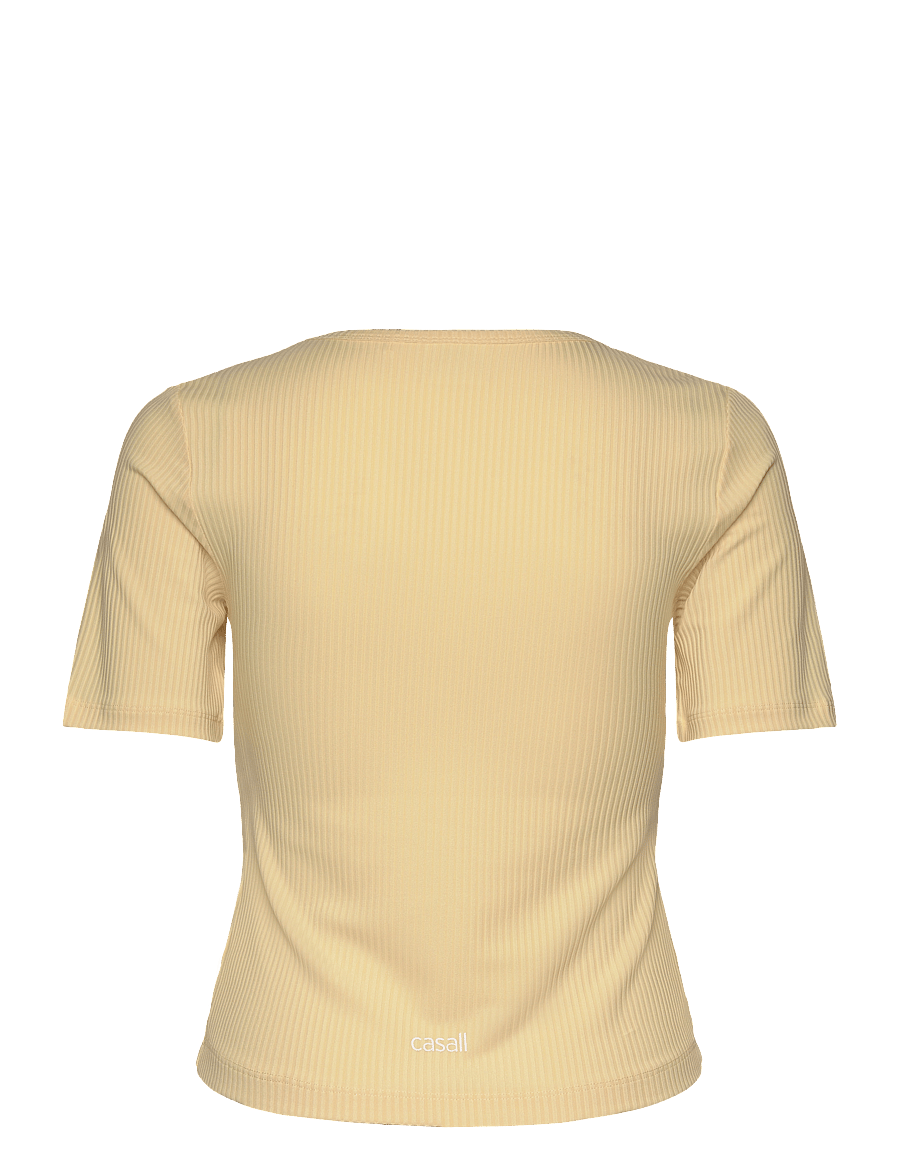 Casall - Scoop Rib Tee - t-shirts - yellow steam - 2