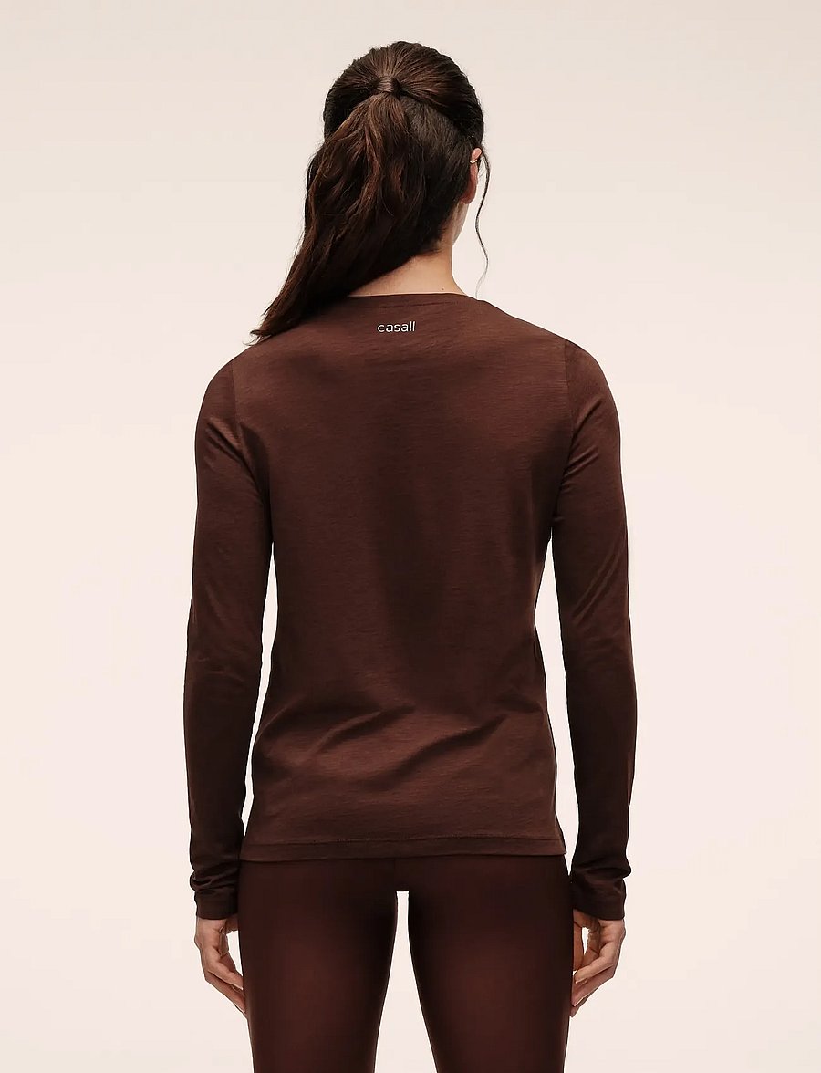 Casall - Soft Texture Long Sleeve - pikkade varrukatega alussärgid - dark brown - 0