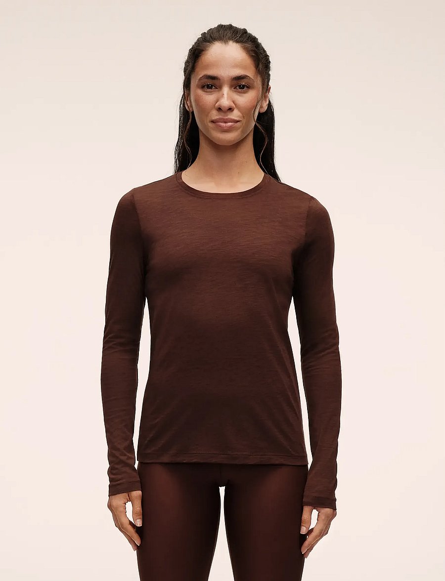 Casall - Soft Texture Long Sleeve - pikkade varrukatega alussärgid - dark brown - 2