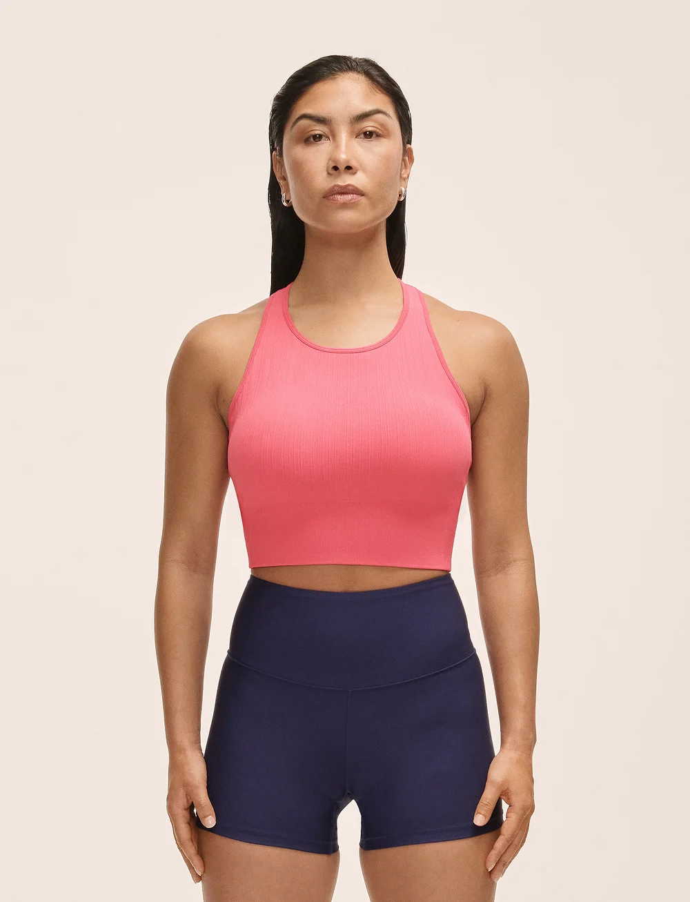 Casall - Multi Rib Seamless Padded Sports Top - crop tops - soft berry - 0