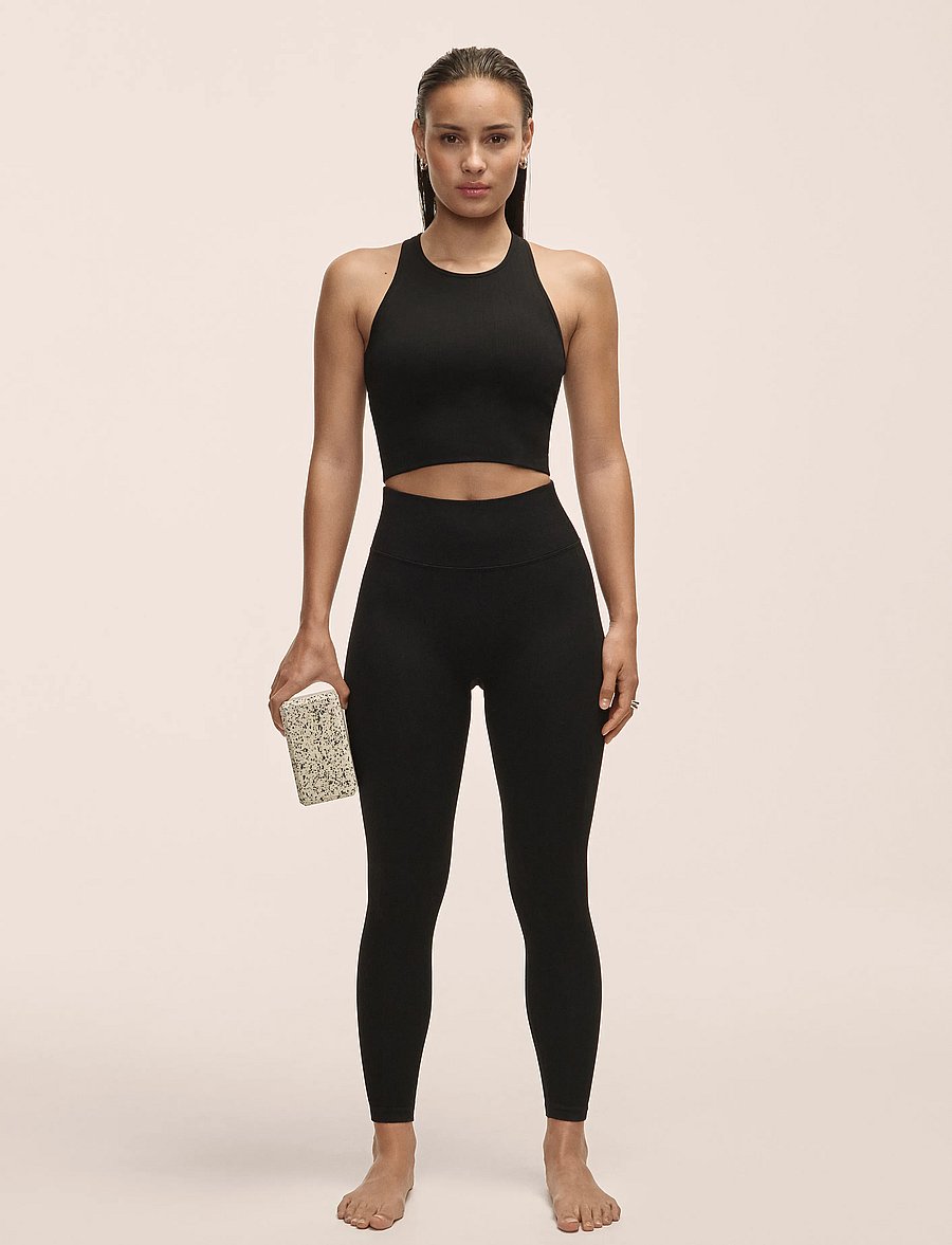 Casall - Multi Rib Seamless High Waist Tights - treniņu legingi - black - 0