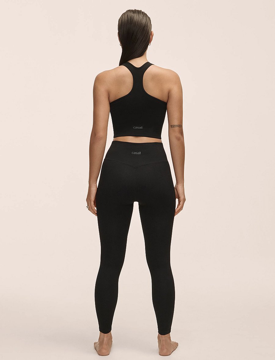 Casall - Multi Rib Seamless High Waist Tights - treniņu legingi - black - 3