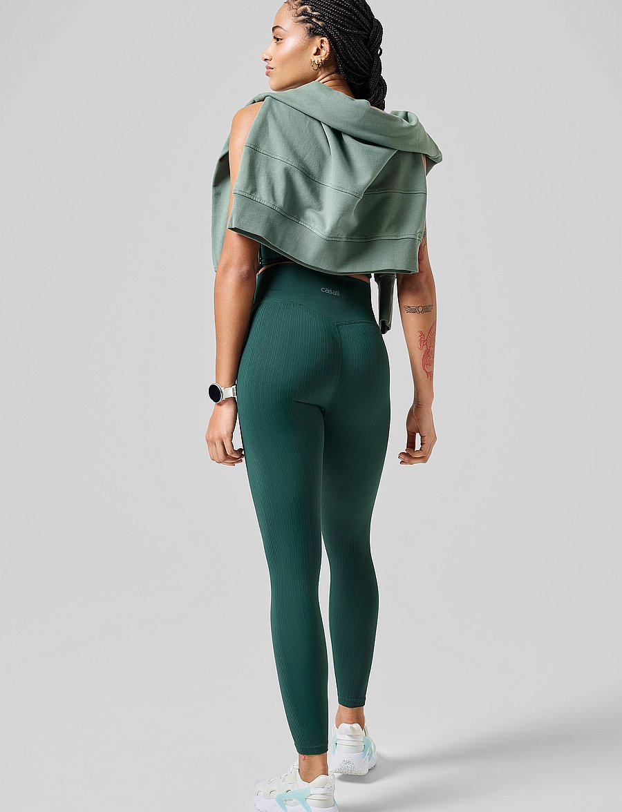 Casall - Multi Rib Seamless High Waist Tights - Õmblusteta retuusid - dark pine - 3