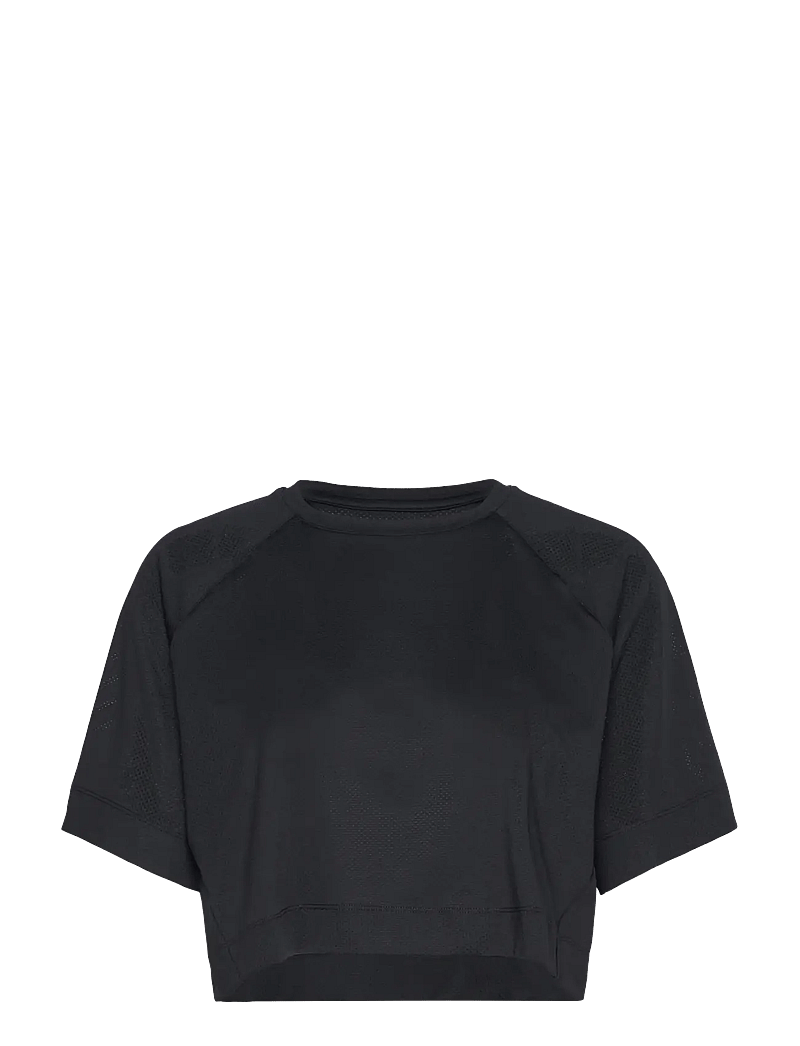 Casall - Laser Mesh Crop Tee - t-shirts - black - 1