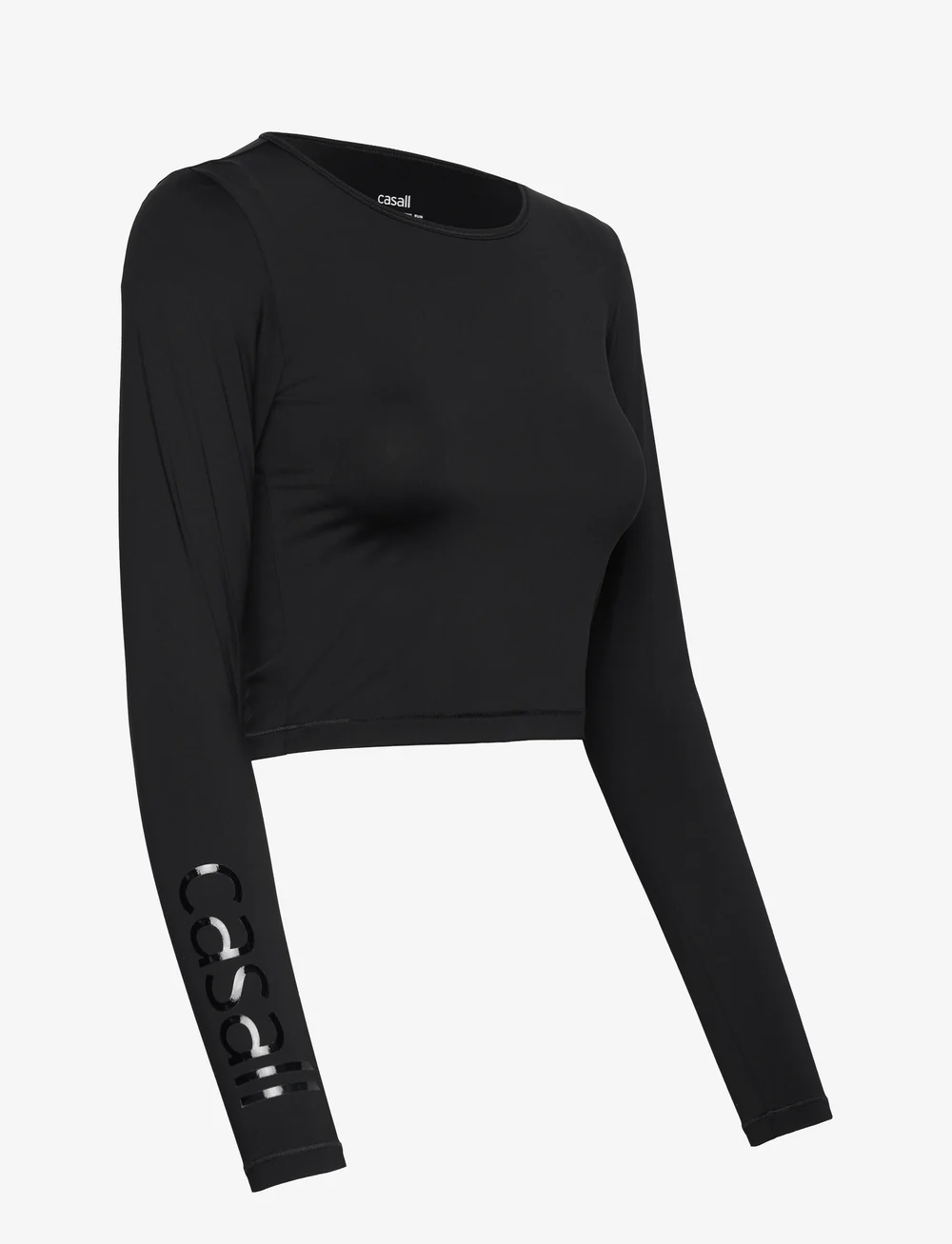 Casall - Graphic Crop Long Sleeve - navel shirts - black - 3