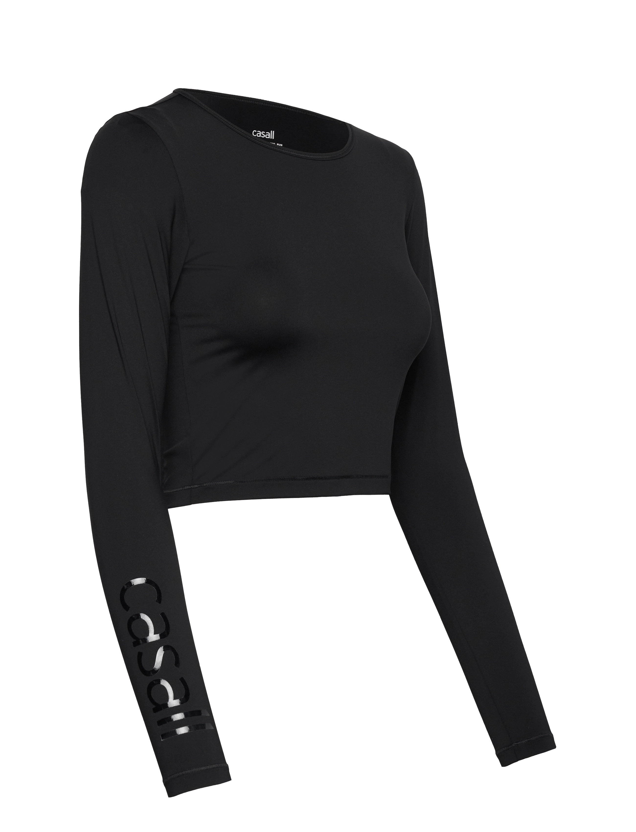 Casall - Graphic Crop Long Sleeve - crop tops - black - 3
