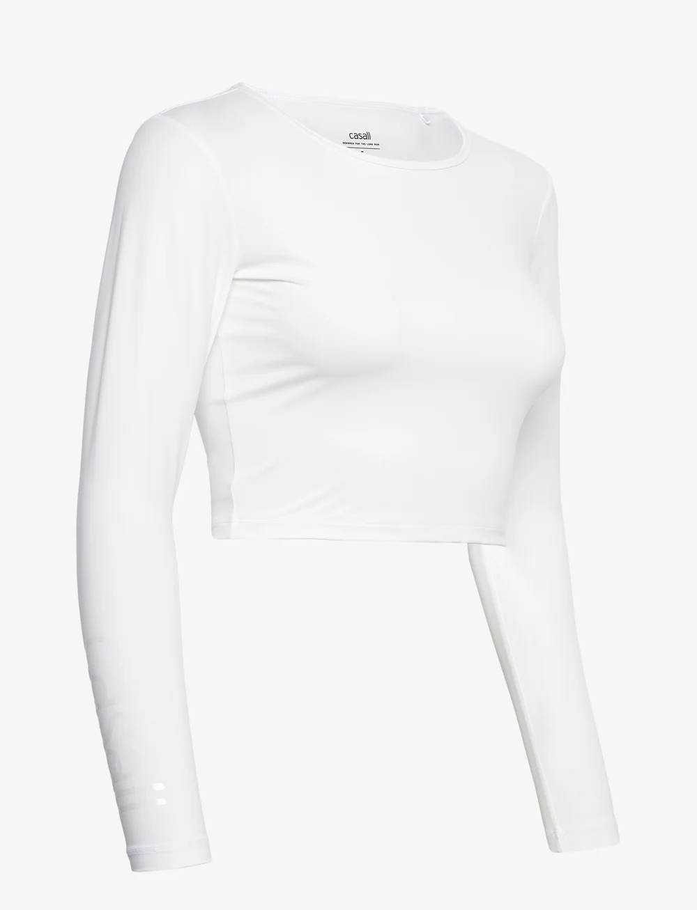 Casall - Graphic Crop Long Sleeve - crop tops - white - 3