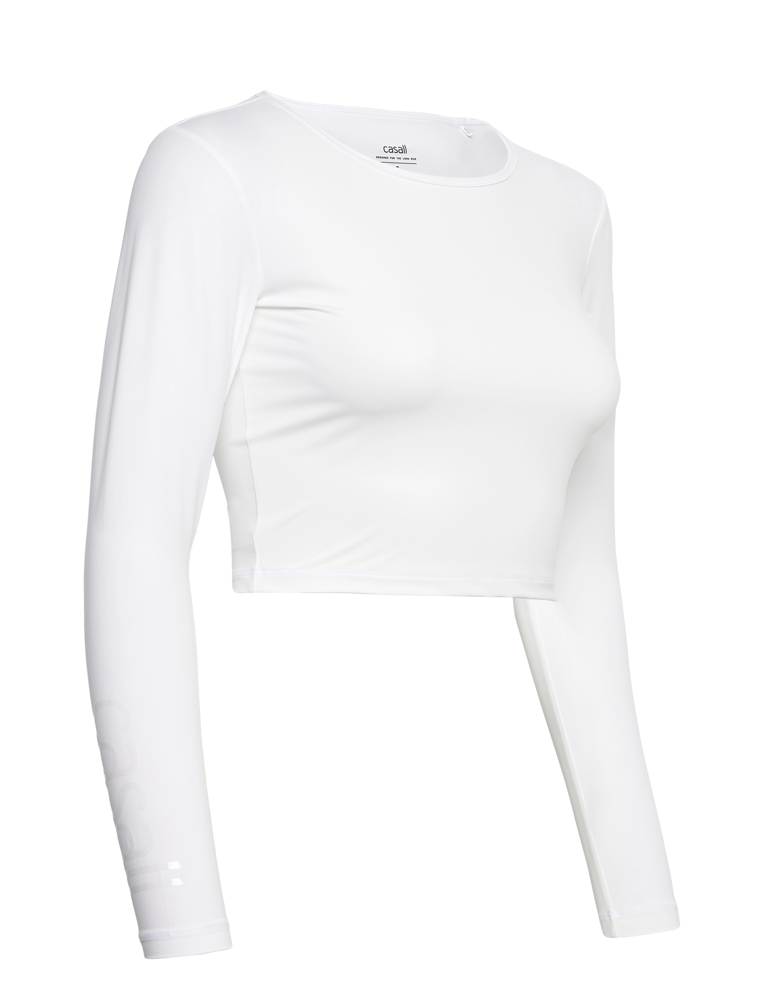 Casall - Graphic Crop Long Sleeve - crop tops - white - 3