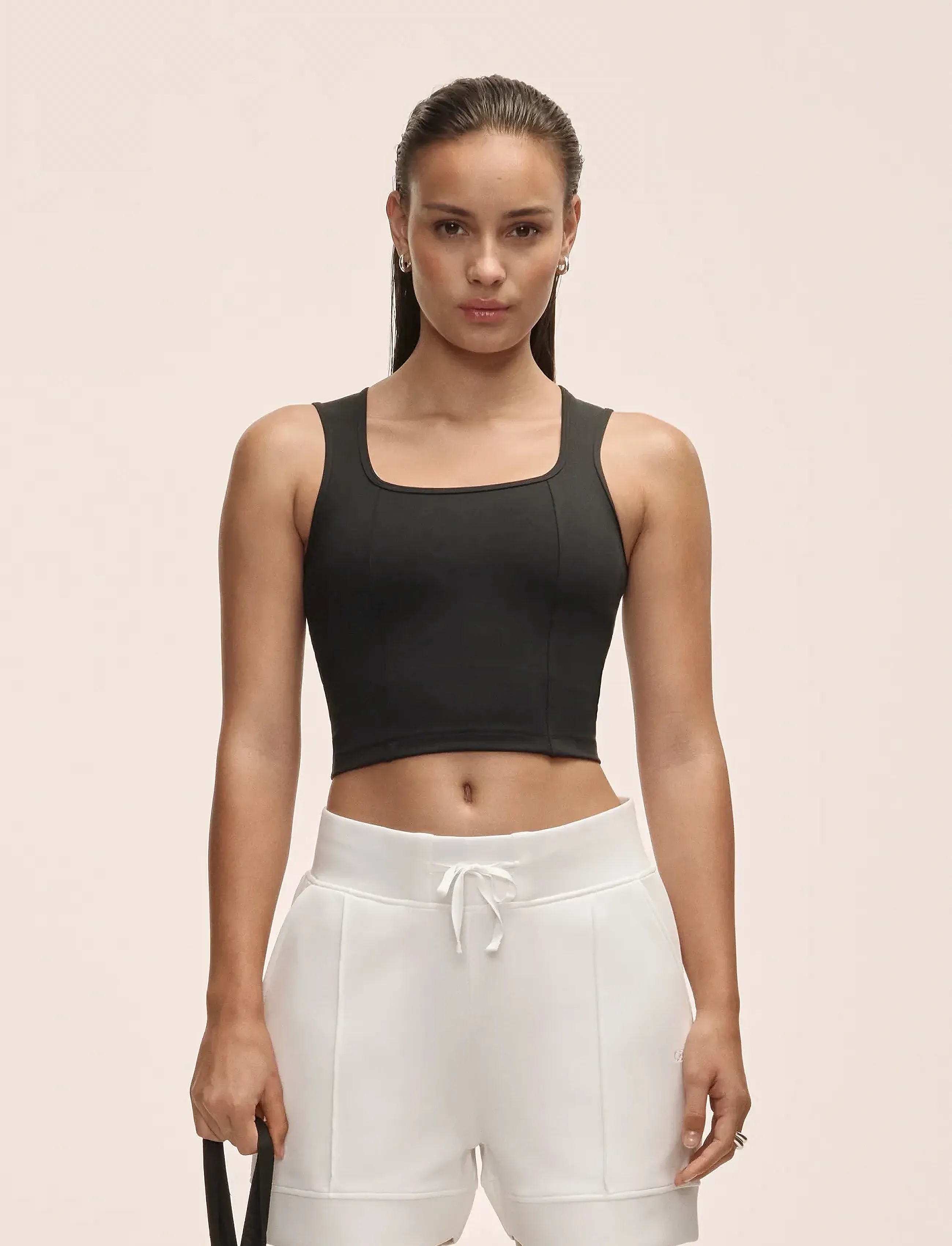 Casall Edge Crop Top, Kvinder, Firkantet Hals Crop Top, Sort, Str: M
