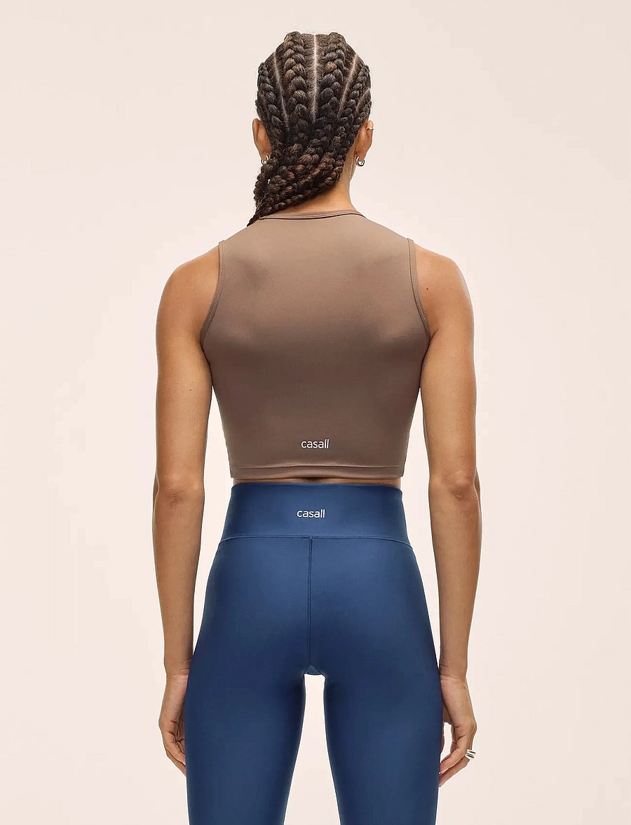 Casall - Edge Crop Top - rudens santaupos - khaki - 3