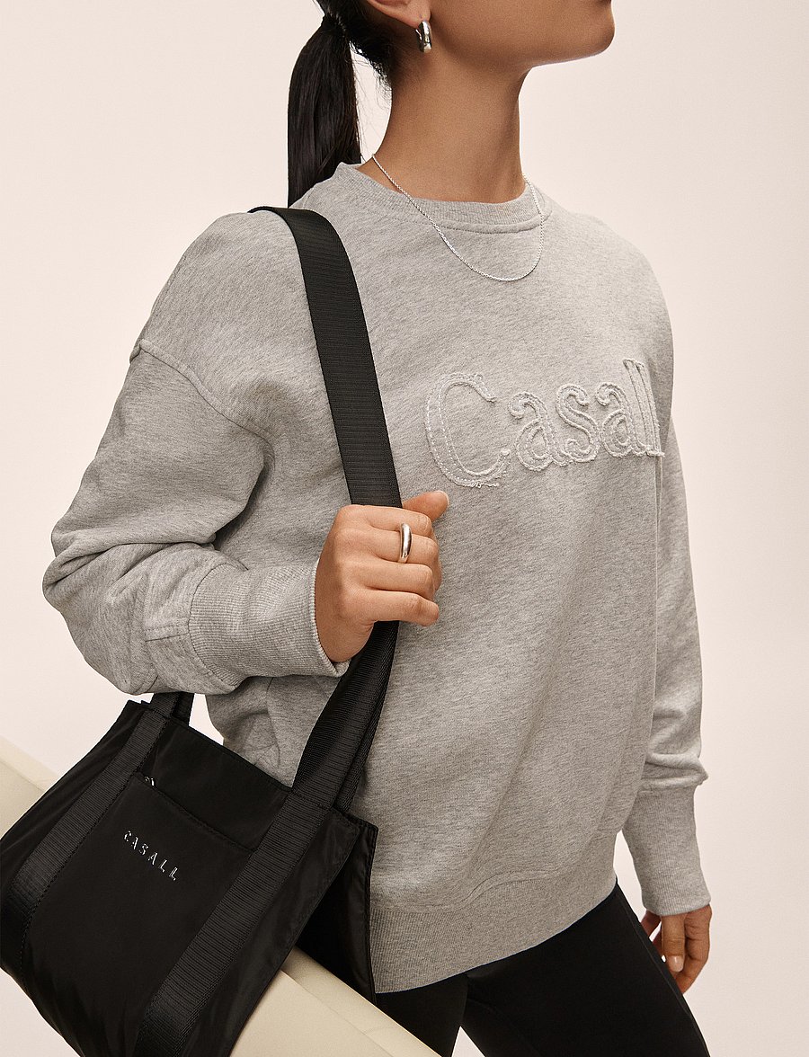Casall - Terry Spring Graphic Crew - grey melange - 4