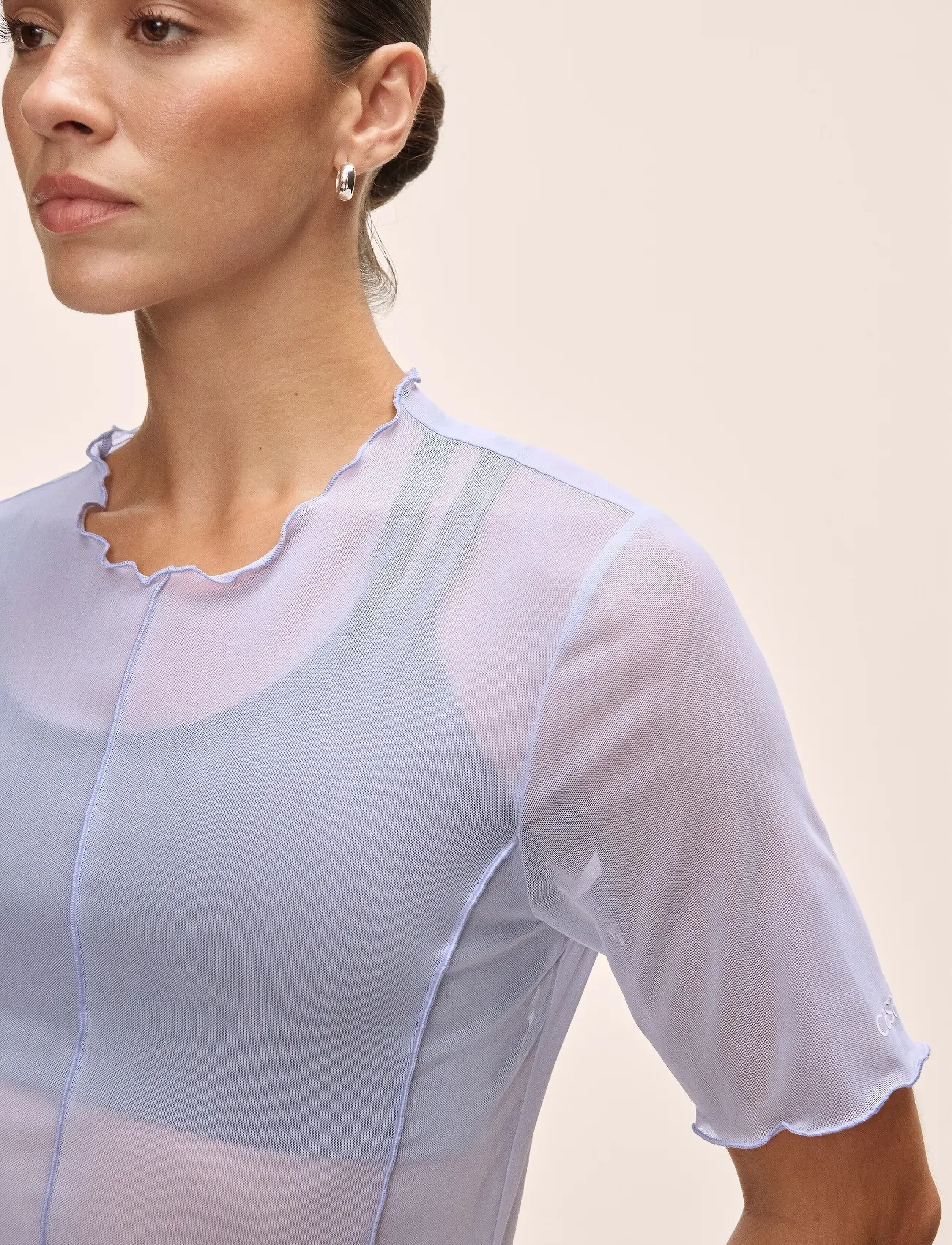 Casall - Seam Detail Mesh Tee - t-shirts - blueberry mist - 4