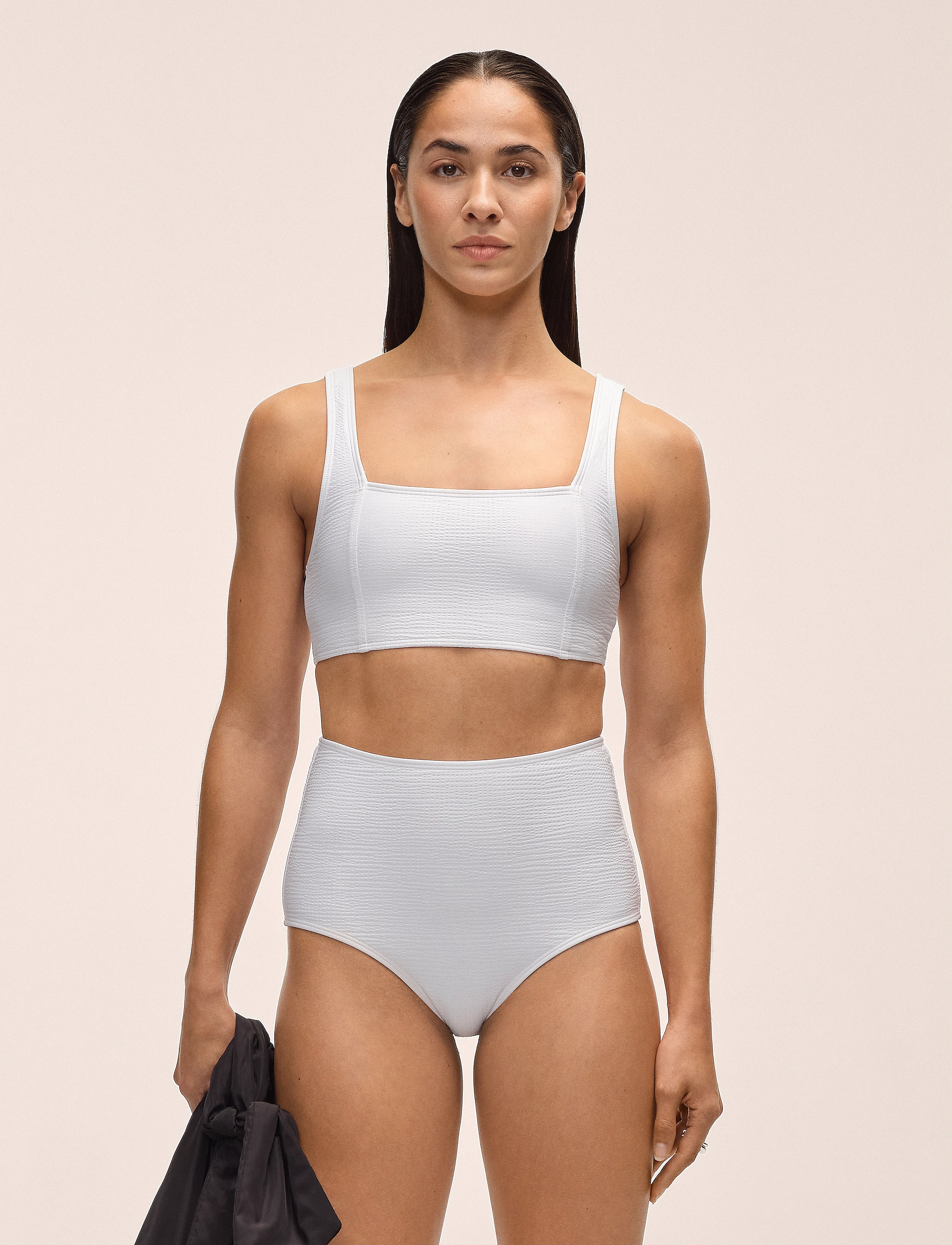 Casall Waffle Square Neck Bikini Top, 40, White, Sport Badetøj > Sport Bikinis, Dame