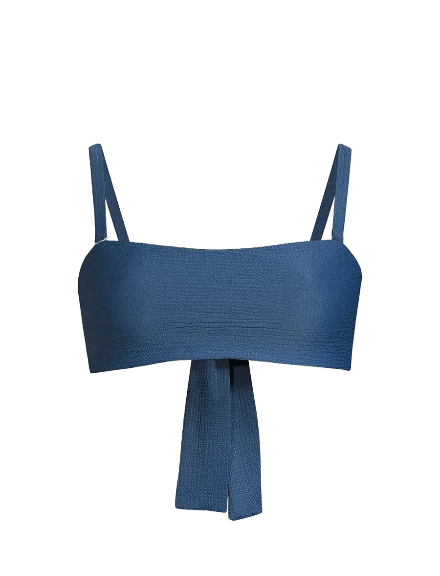 Casall - Waffle Bandeau Tie Back Bikini Top - bikini's - deep ocean - 1