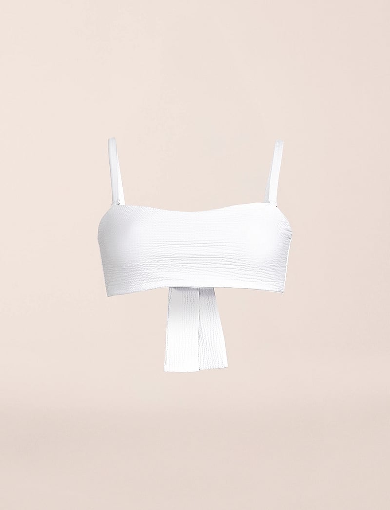 Casall - Waffle Bandeau Tie Back Bikini Top - sportiga badkläder - white - 0