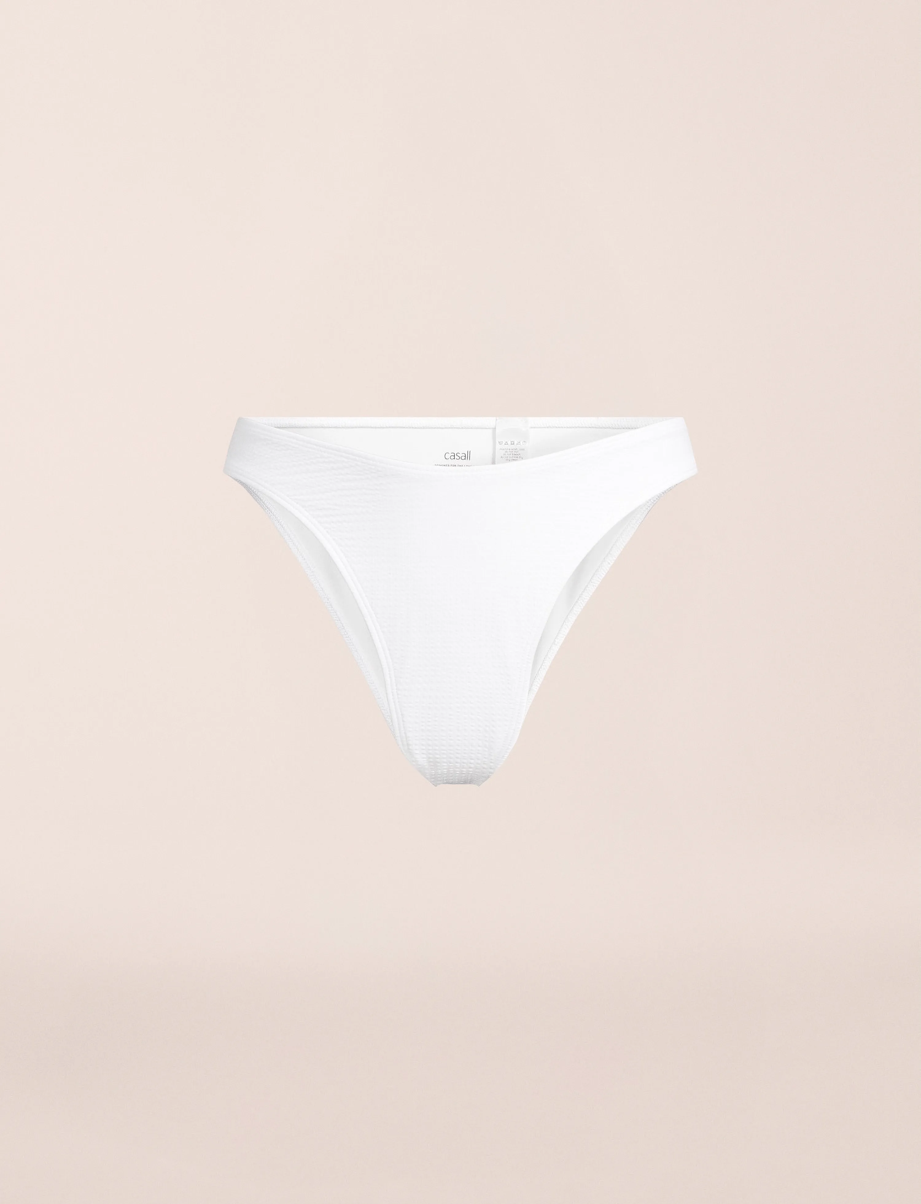 Casall Waffle High Leg Bikini Bottom, 36, White, Sport Badetøj > Sport Bikinis, Dame