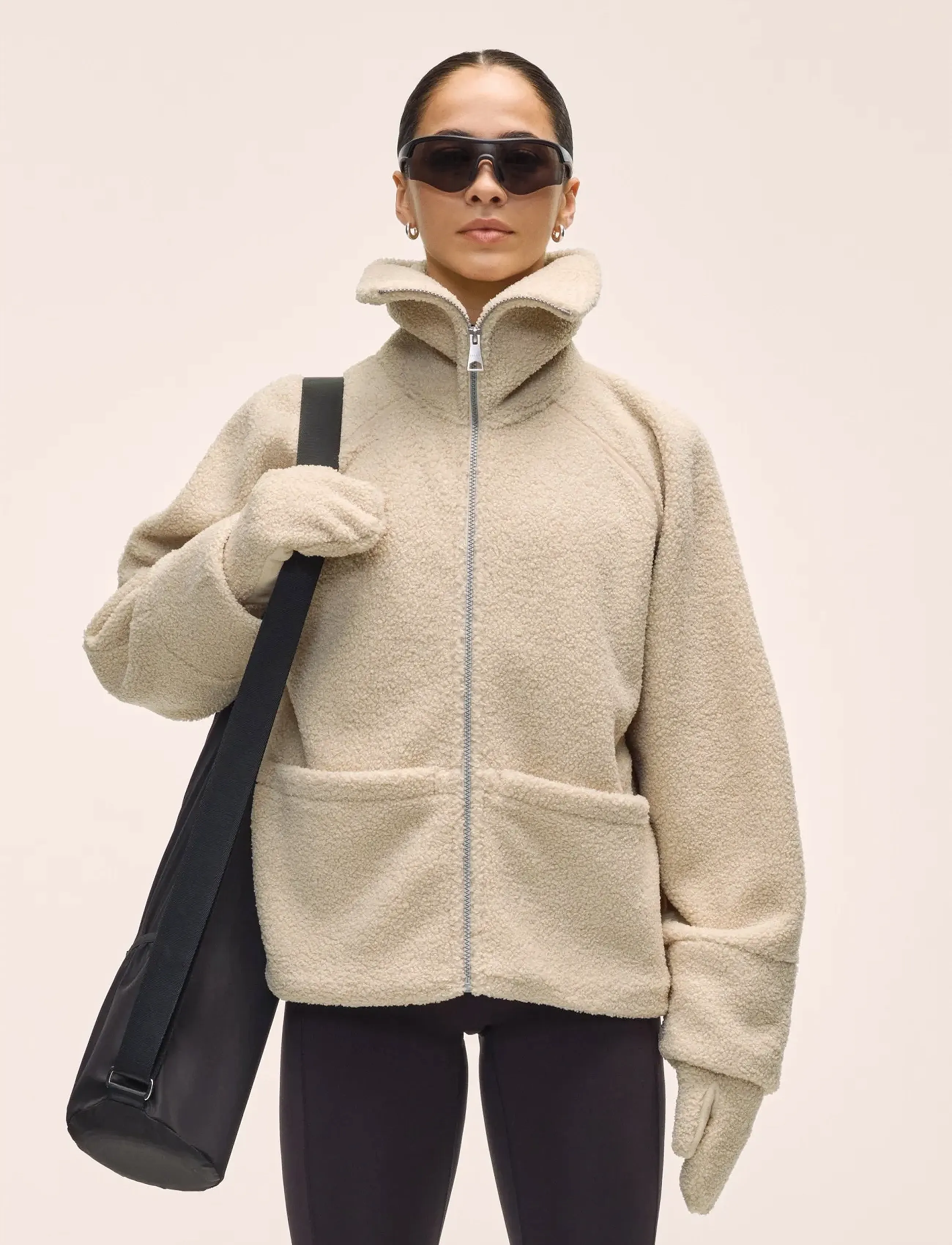 Casall Sherpa Short Zip Jacket, XL, Cream, Sport Jackets > Sport Outdoor Jackets, Dame