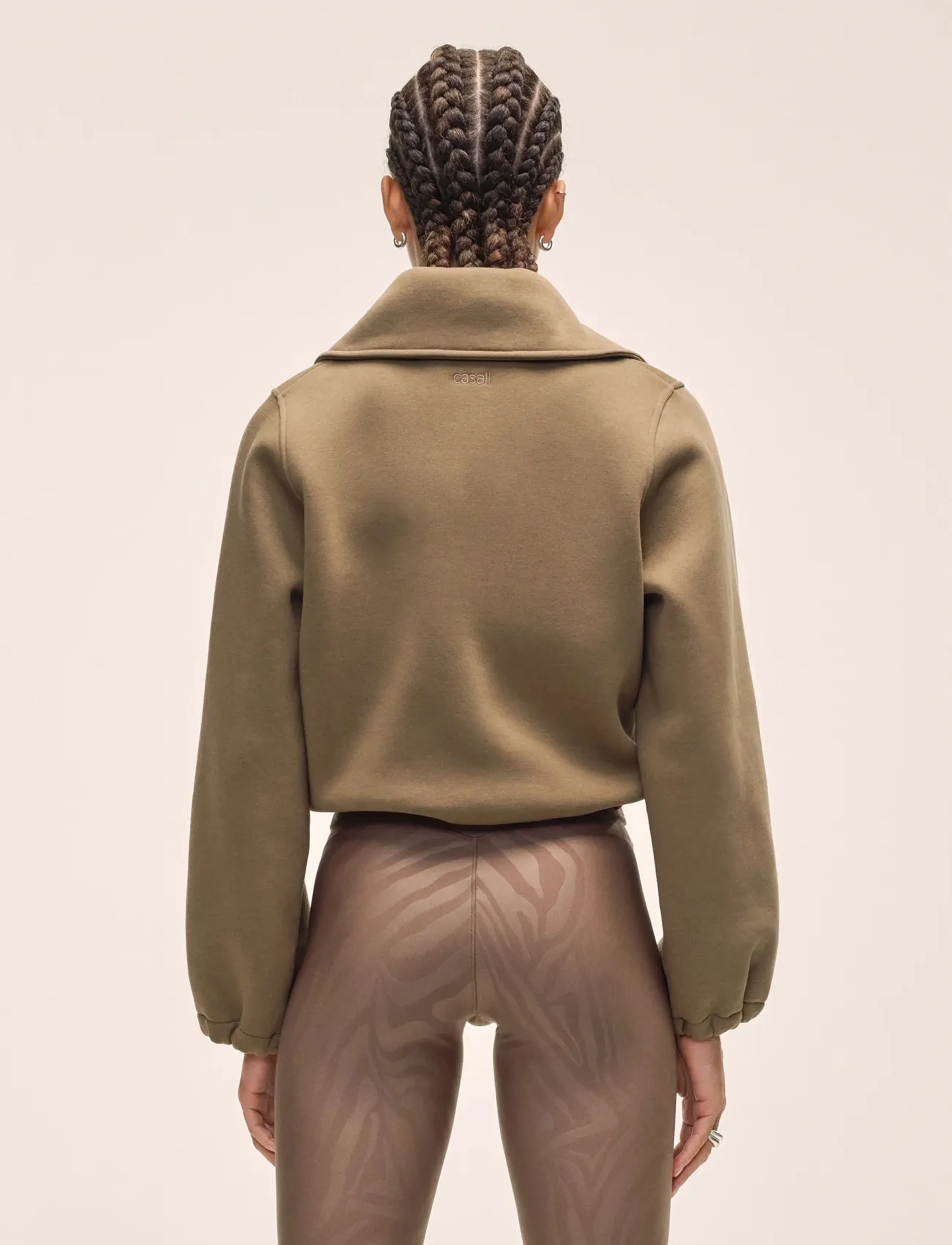 Casall - Easy Half Zip Sweater - mid layer jackets - khaki - 3