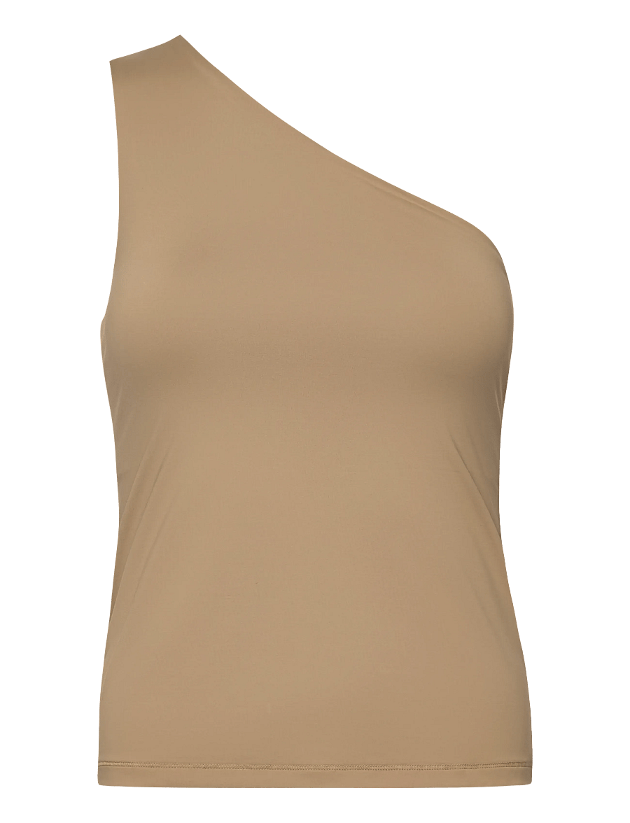 Casall - One Shoulder Bra Tank - treenitopit - light khaki - 1