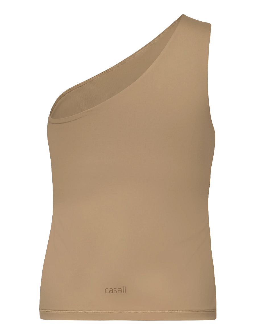 Casall - One Shoulder Bra Tank - treenitopit - light khaki - 2