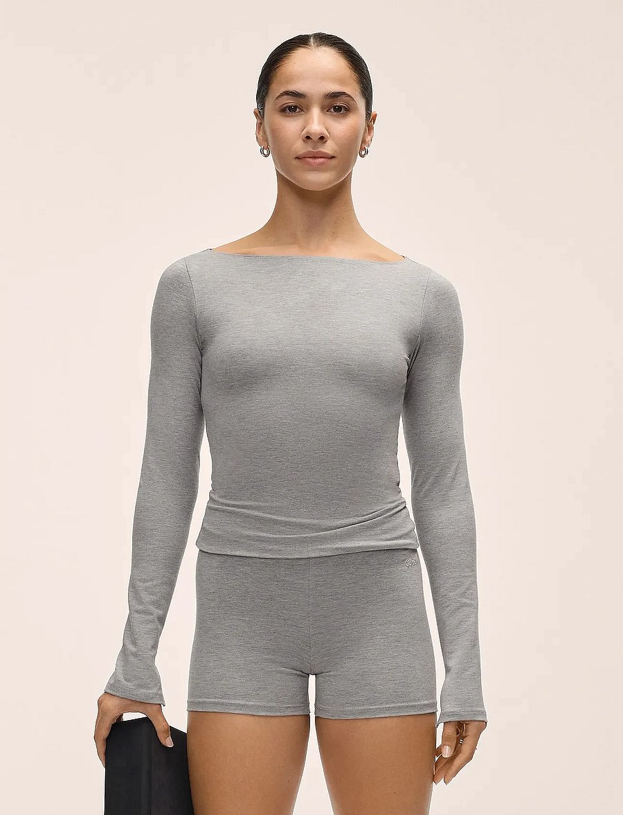 Casall - Sublime Boatneck Long Sleeve - pitkähihaiset t-paidat - grey melange - 0