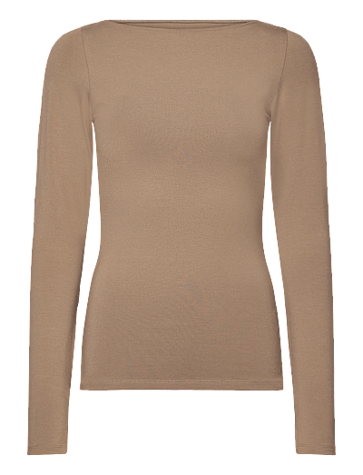 Casall Sublime Boatneck Long Sleeve - Toppar & T-shirts - LIGHT KHAKI / brown