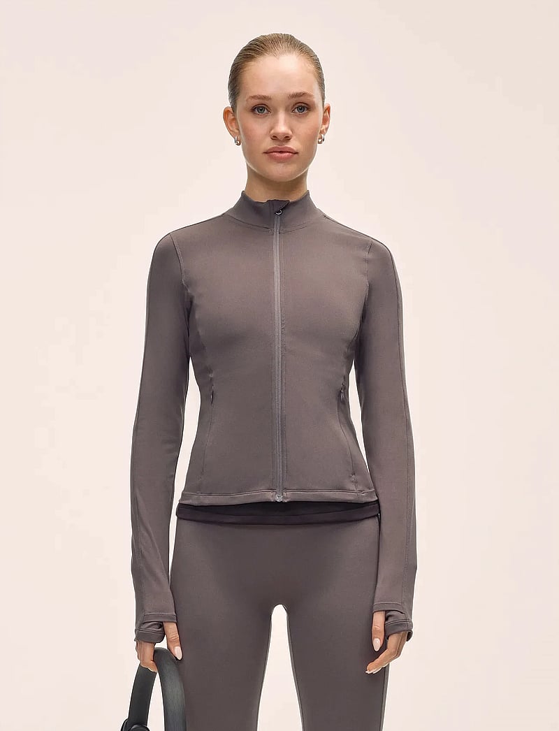 Casall - Soft Touch Zip Jacket - langærmede t-shirts - dk grey - 0