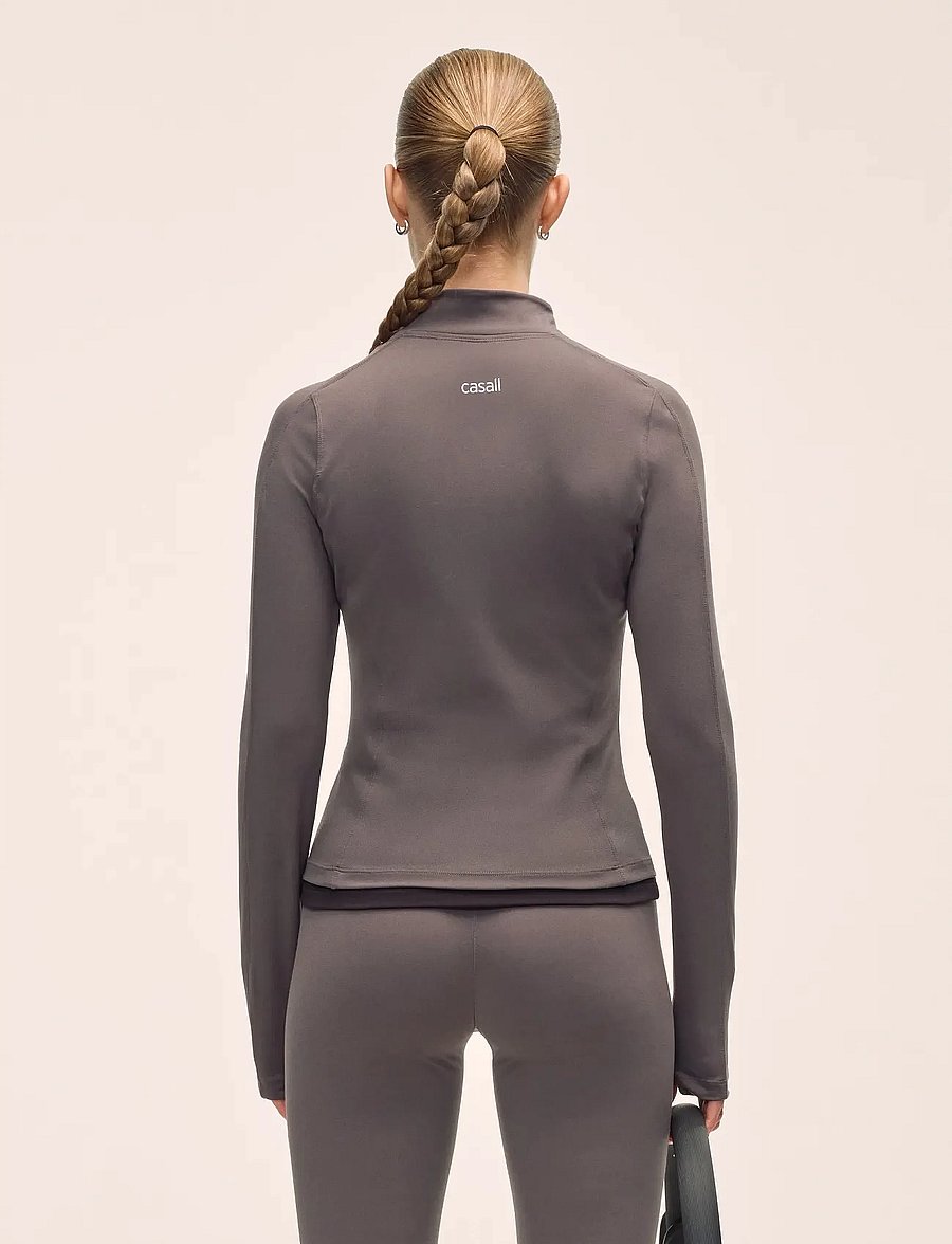 Casall - Soft Touch Zip Jacket - långärmade tröjor - dk grey - 3