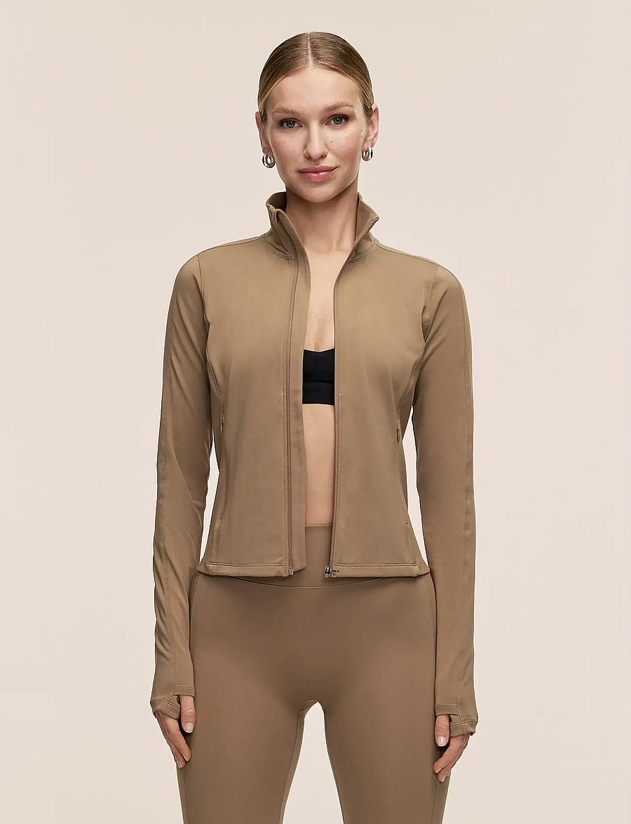 Casall - Soft Touch Zip Jacket - langarmshirts - light khaki - 0