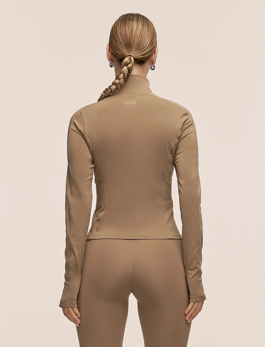 Casall - Soft Touch Zip Jacket - langarmshirts - light khaki - 2