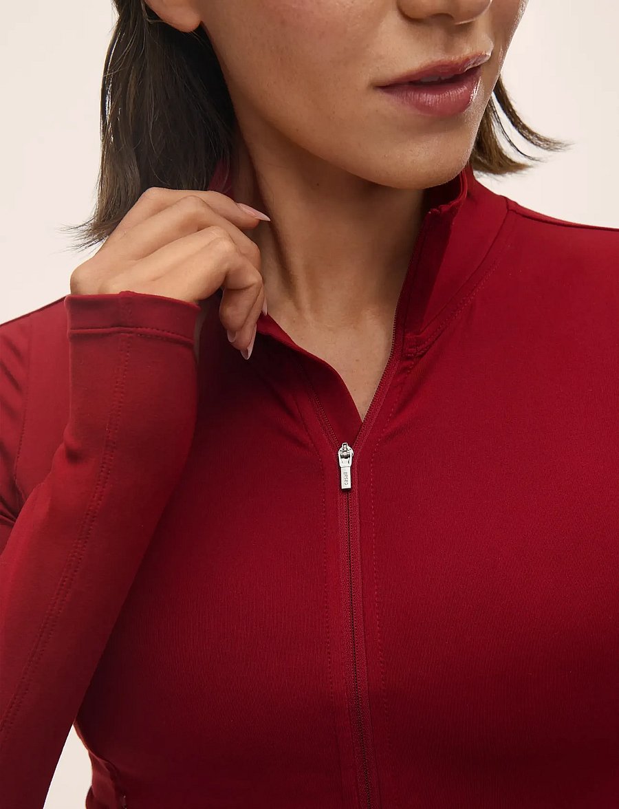 Casall - Soft Touch Zip Jacket - langærmede t-shirts - maroon red - 3