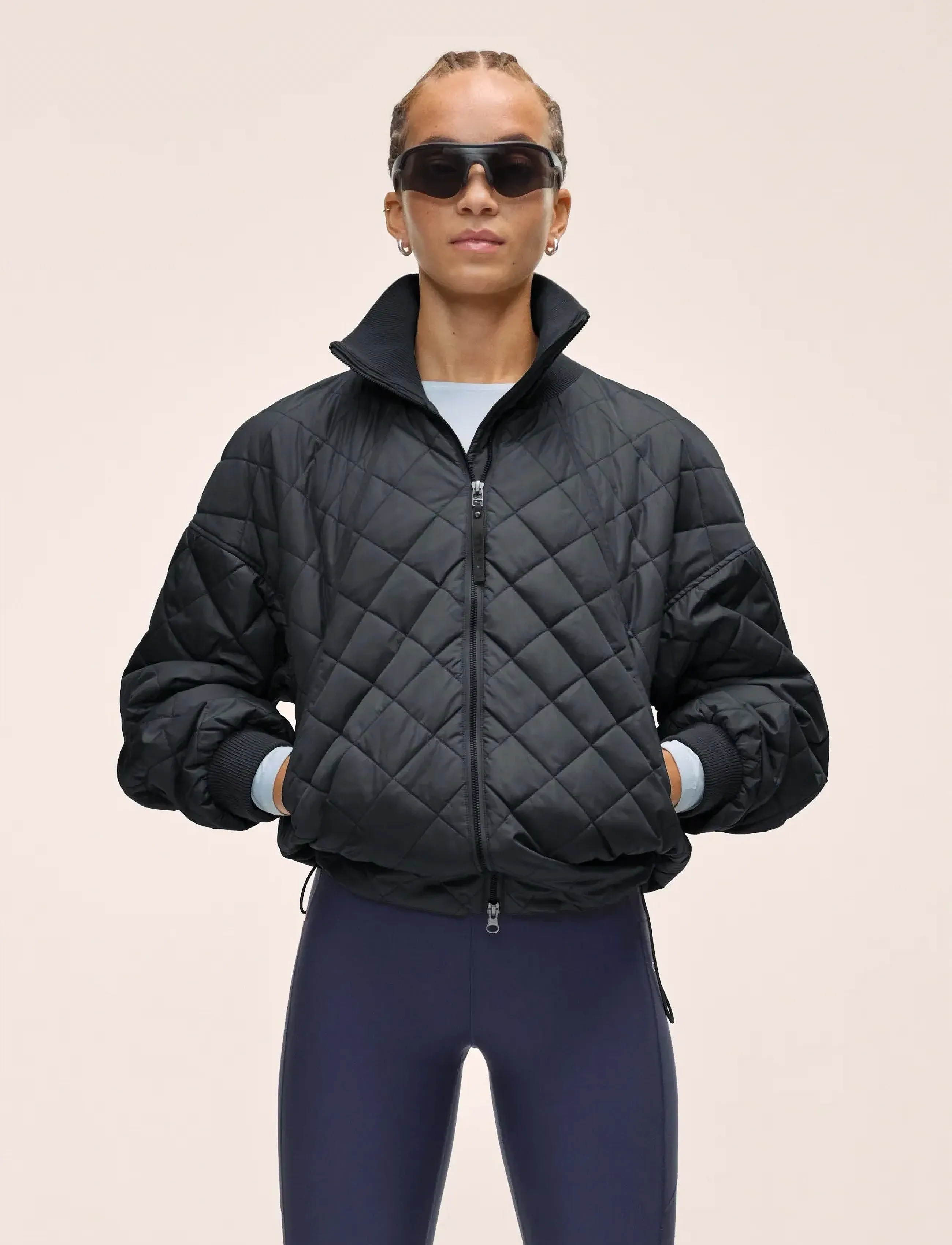 Casall Nordic Quilted Jacket, Kvinder, Quiltet Bomberjakke, Sort, Str: XL