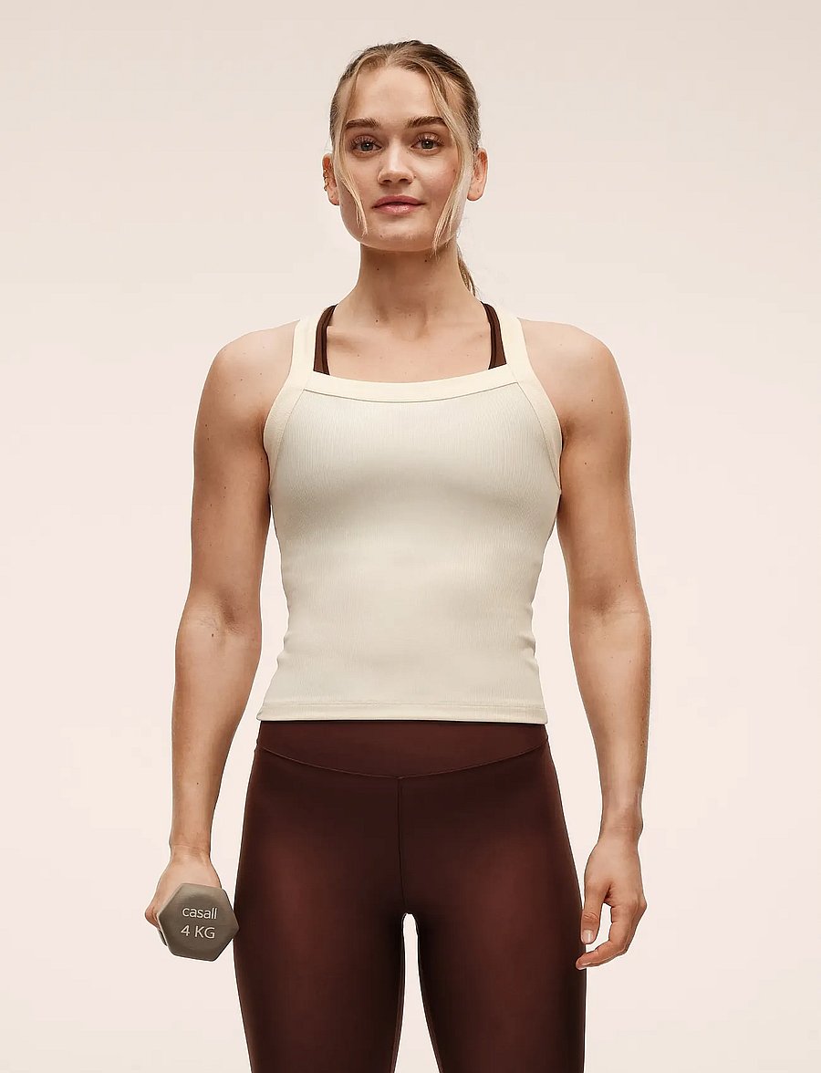 Casall - Defined Rib Tank - tank tops - cream - 0