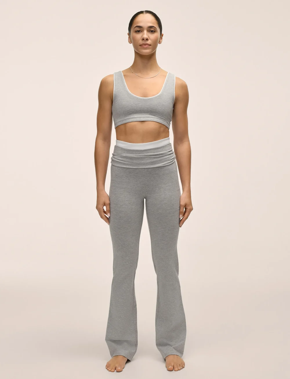 Casall - Sublime Folded Flare Pants - joggingbukser - grey melange - 0