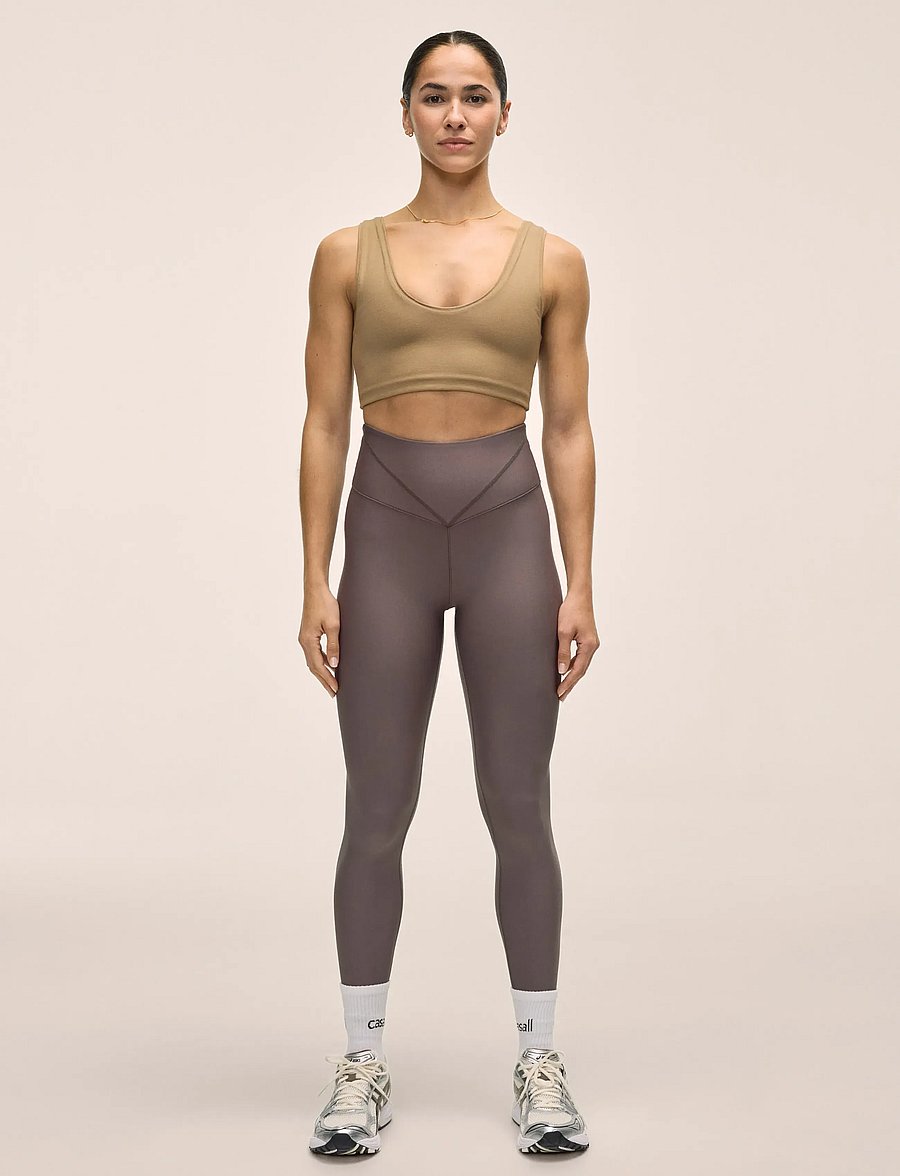 Casall - V-shape High Waist Tights - 7/8 længde - dk grey - 0