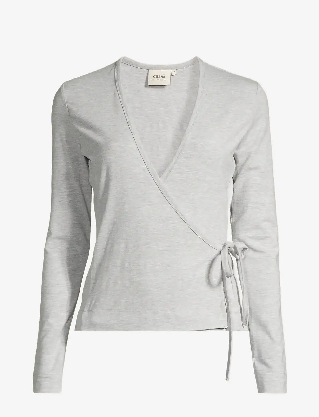 Casall - Sublime Studio Longsleeve Wrap - långärmade tröjor - grey melange - 1