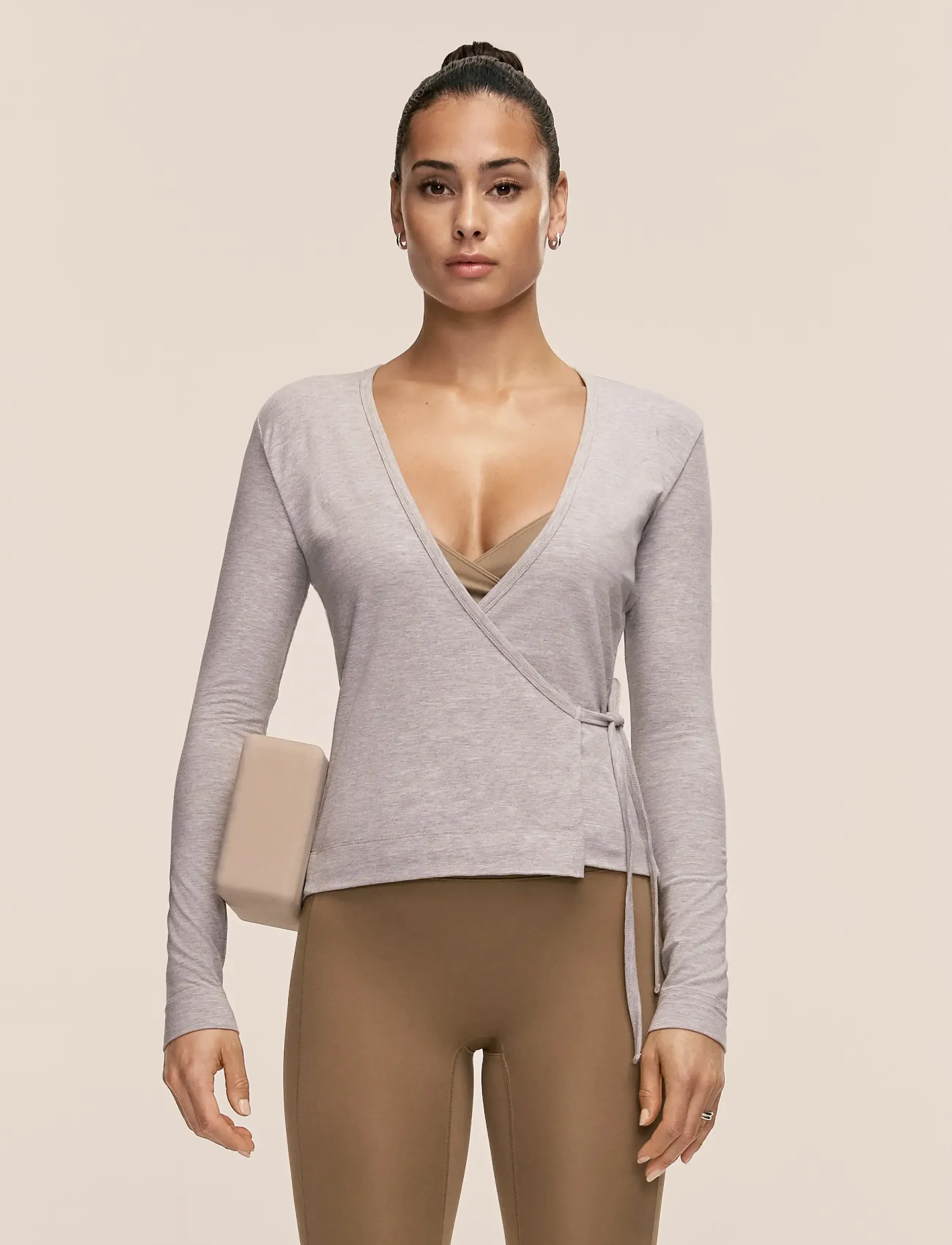 Casall Sublime Studio Longsleeve Wrap - Langermede topper - GREY MELANGE / grey