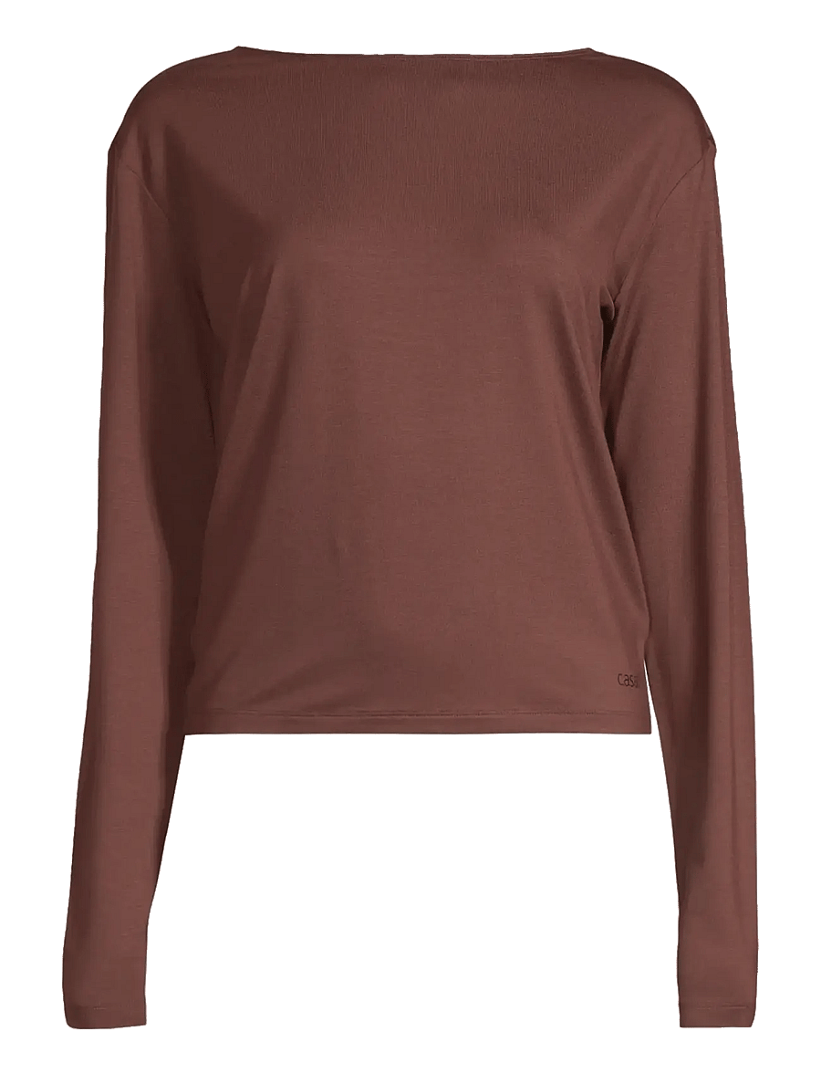 Casall - Delight Drapey Long Sleeve - pikkade varrukatega alussärgid - dark brown - 0