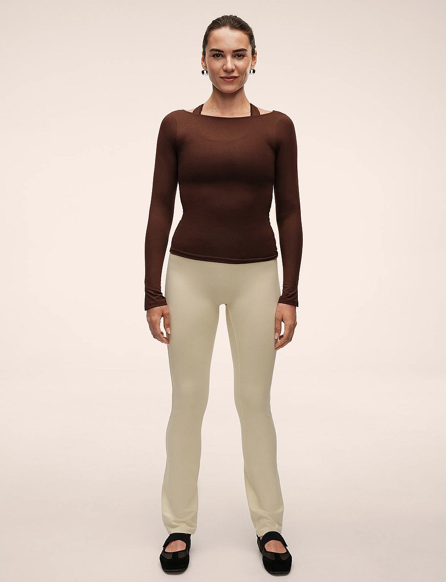 Casall - Delight Drapey Long Sleeve - pikkade varrukatega alussärgid - dark brown - 0