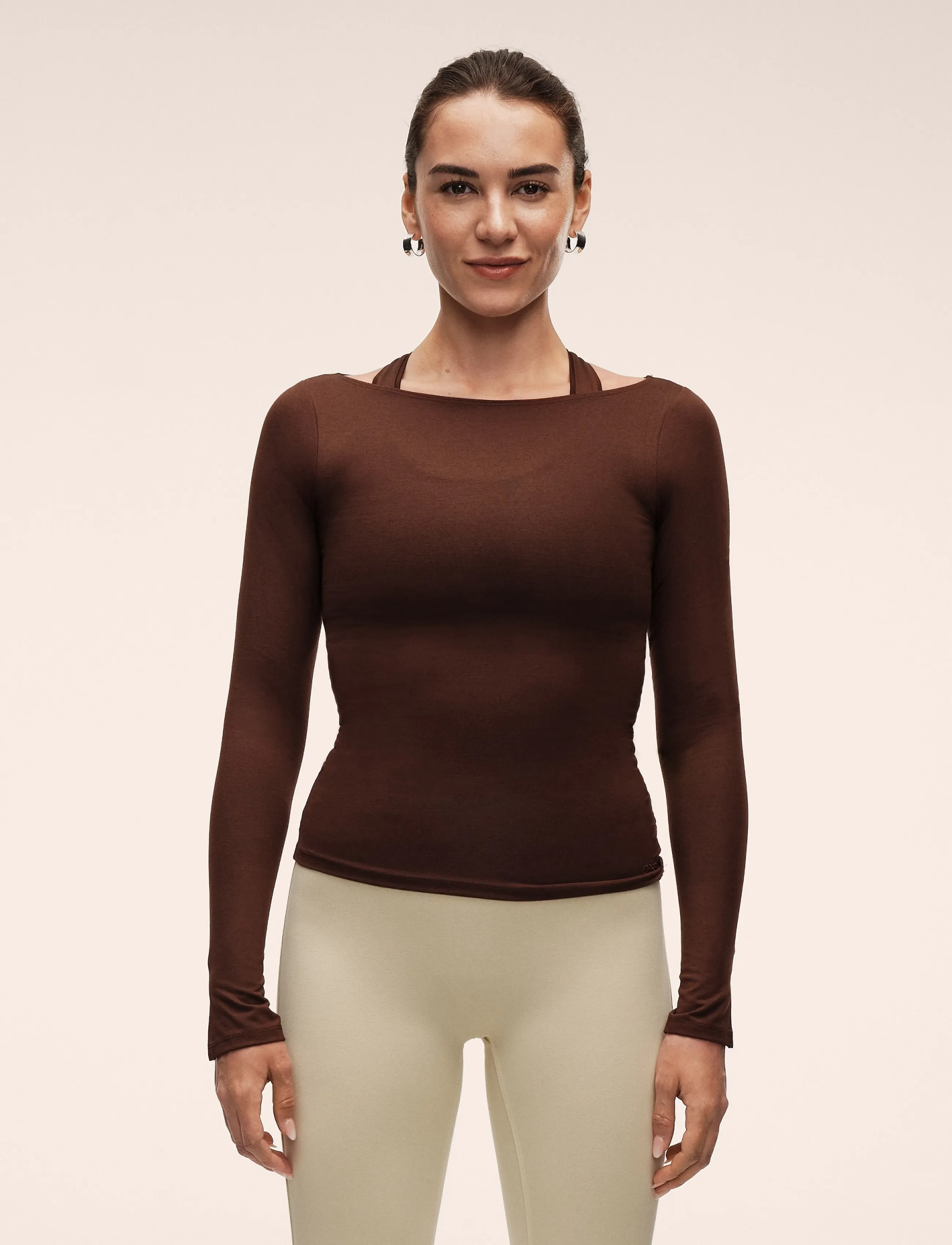 Casall - Delight Drapey Long Sleeve - herbstersparnisse - dark brown - 3