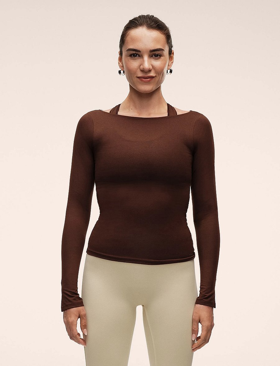 Casall - Delight Drapey Long Sleeve - pikkade varrukatega alussärgid - dark brown - 3