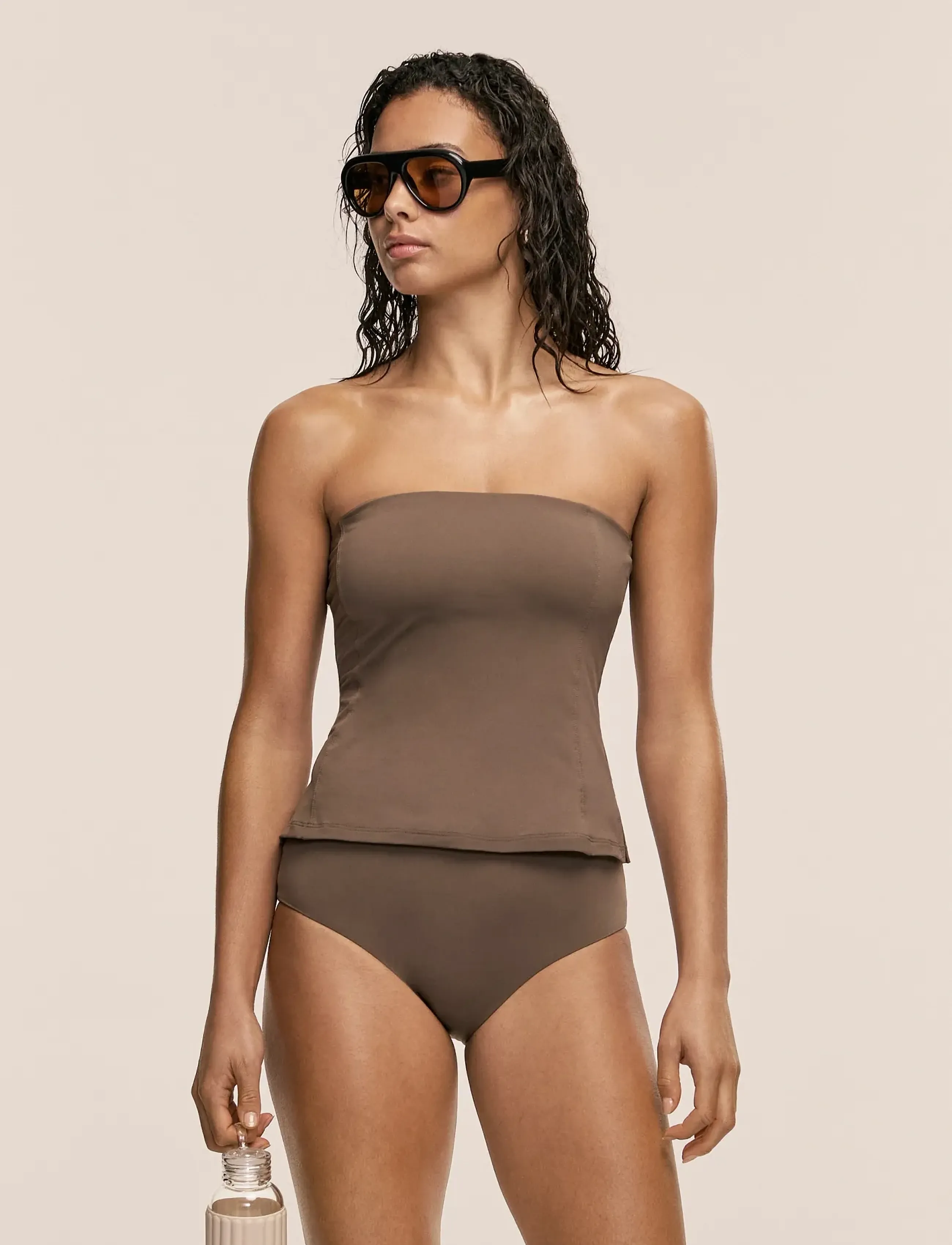 Casall Tube Bikini Tank Top, Kvinder, Tube Bikini Tanktop, Brun, Str: 40