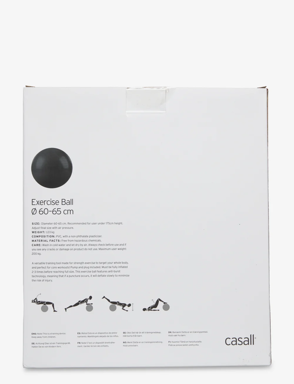 Casall - Exercise Ball 60-65cm - kodune treeningvarustus - black - 1