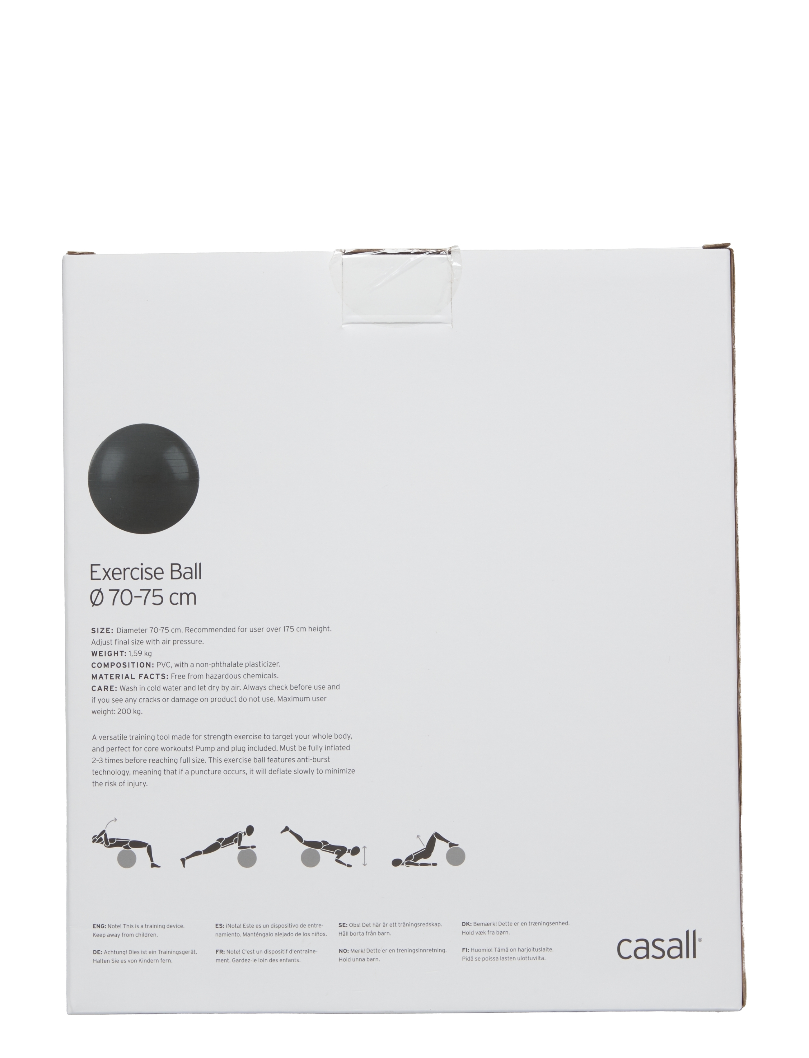 Casall - Exercise Ball 70-75cm - kodune treeningvarustus - black - 1
