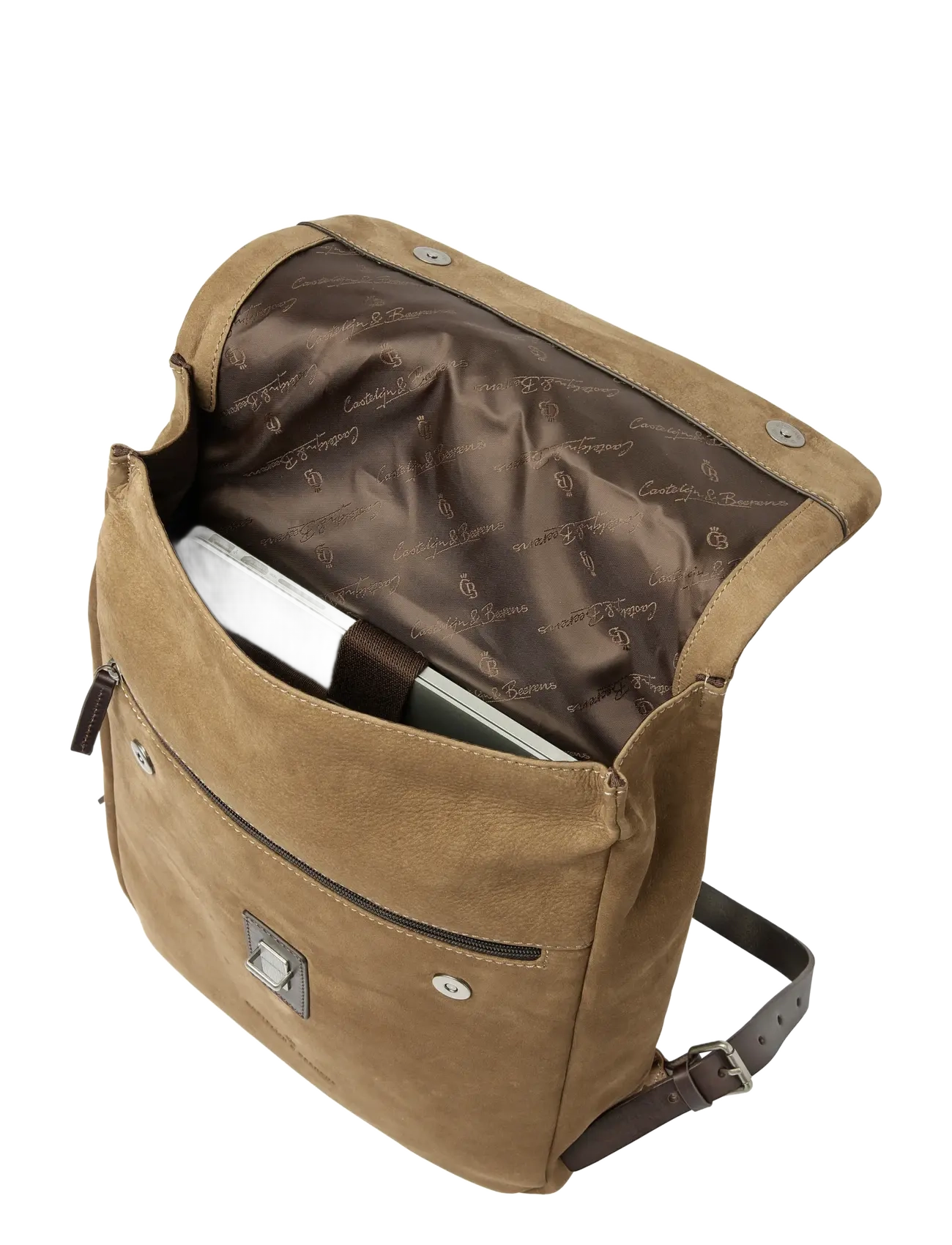 Castelijn & Beerens - NUBUCK Backpack 15.6" - affärsryggsäckar - taupe - 3