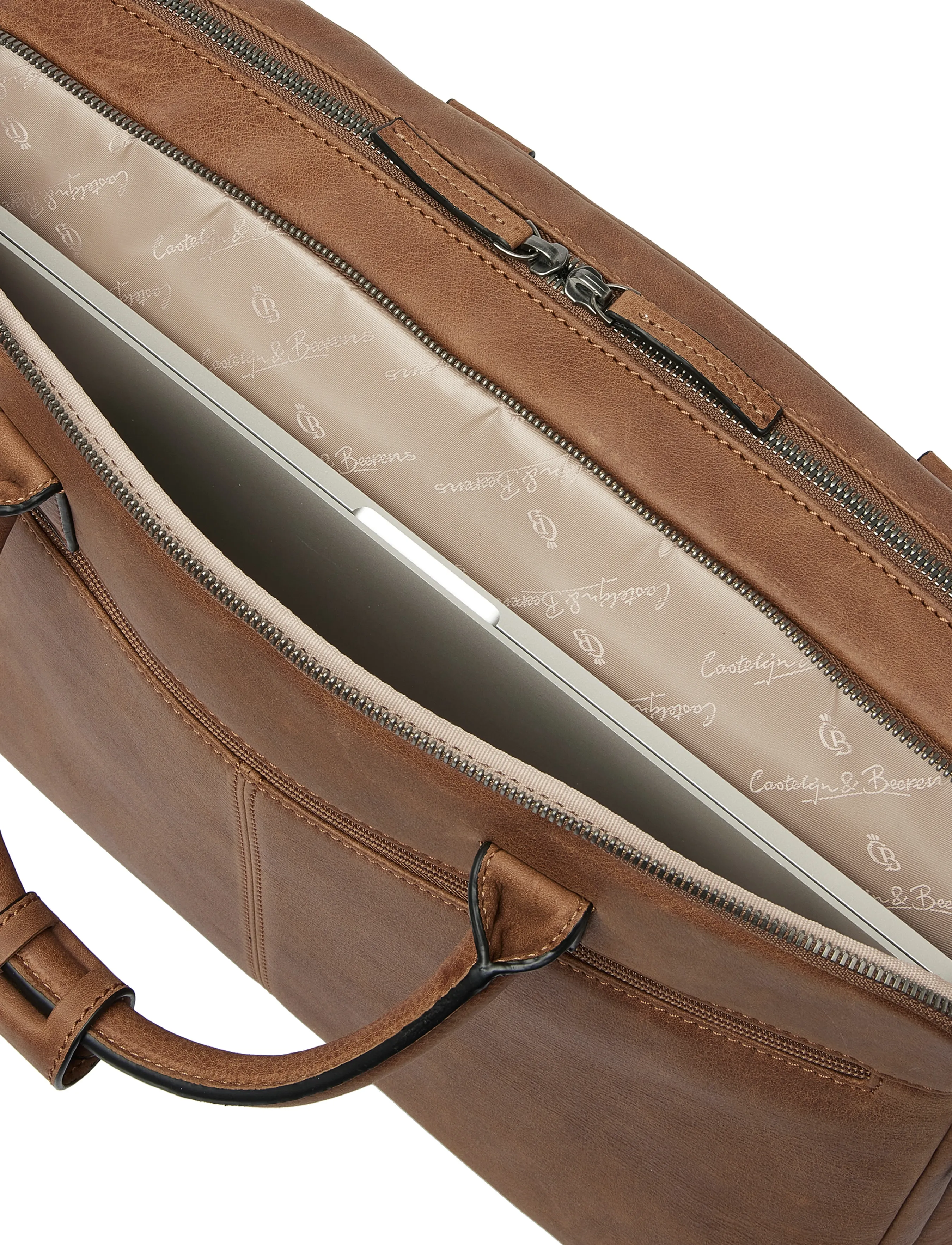 Castelijn & Beerens - CARISMA Laptop Bag 15,6" double zip - computertasker - cognac - 5