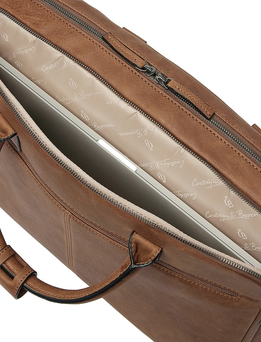 Castelijn & Beerens - CARISMA Laptop Bag 15,6" double zip - computertasker - cognac - 5