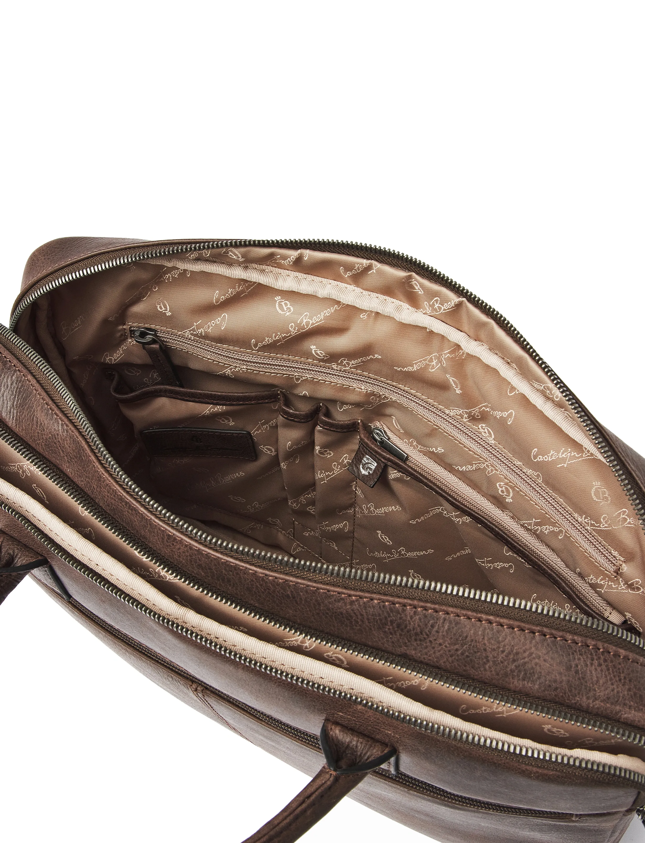 Castelijn & Beerens - CARISMA Laptop Bag 15,6" double zip - computertasker - mocca - 3